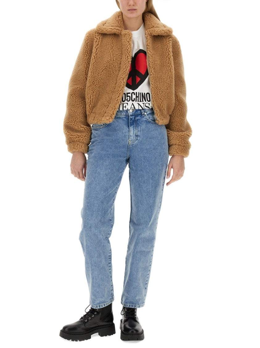 Cropped Furry Effect Jacket