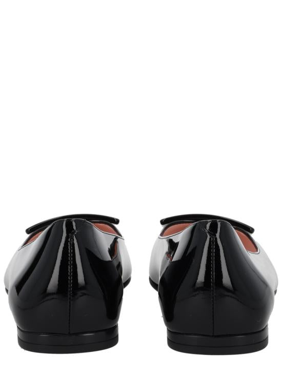 Patent Leather Flat Shoes with Rectangular Buckle Detail