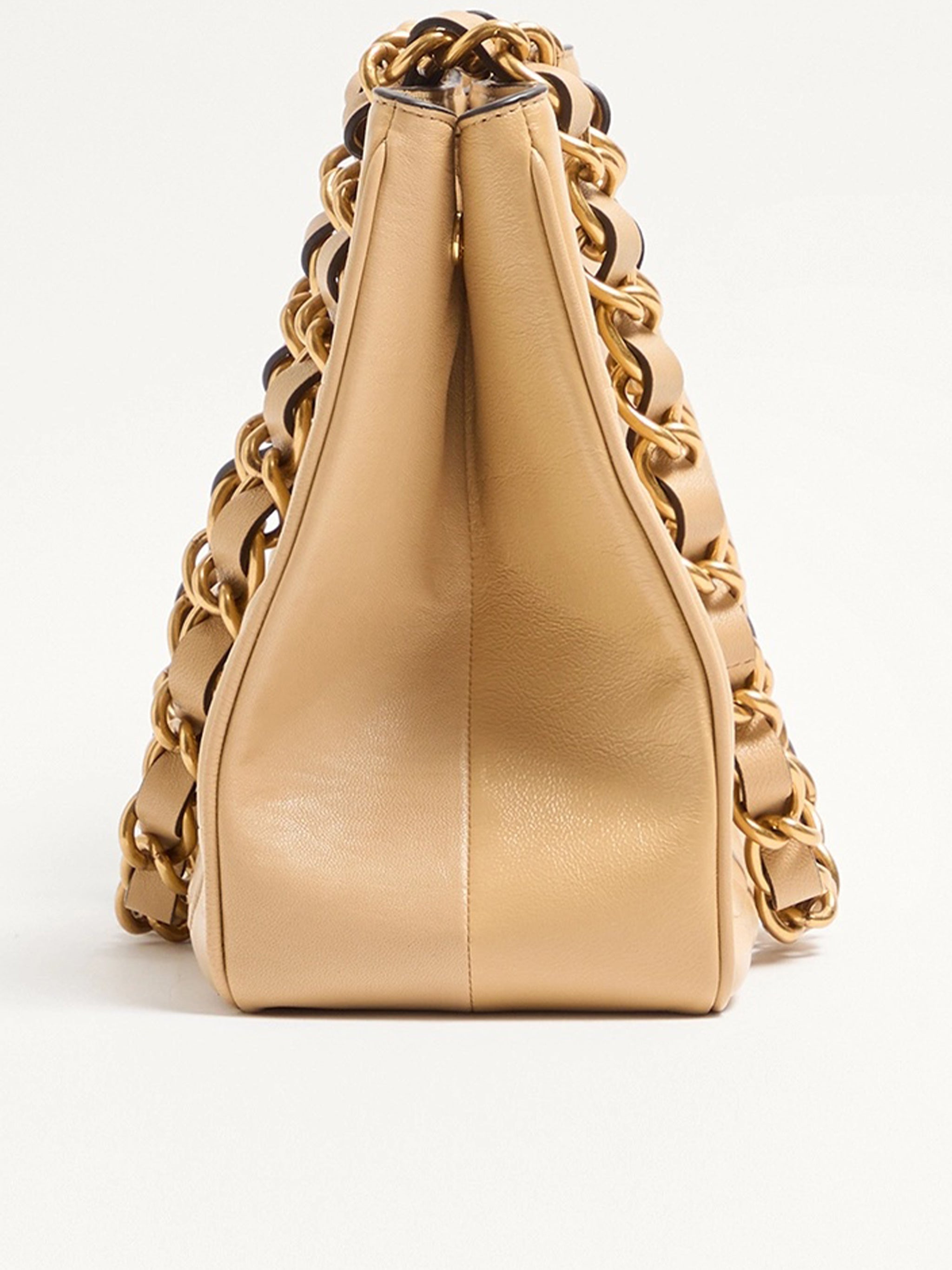 Black Laseine Chevron Quilted Nappa Tote