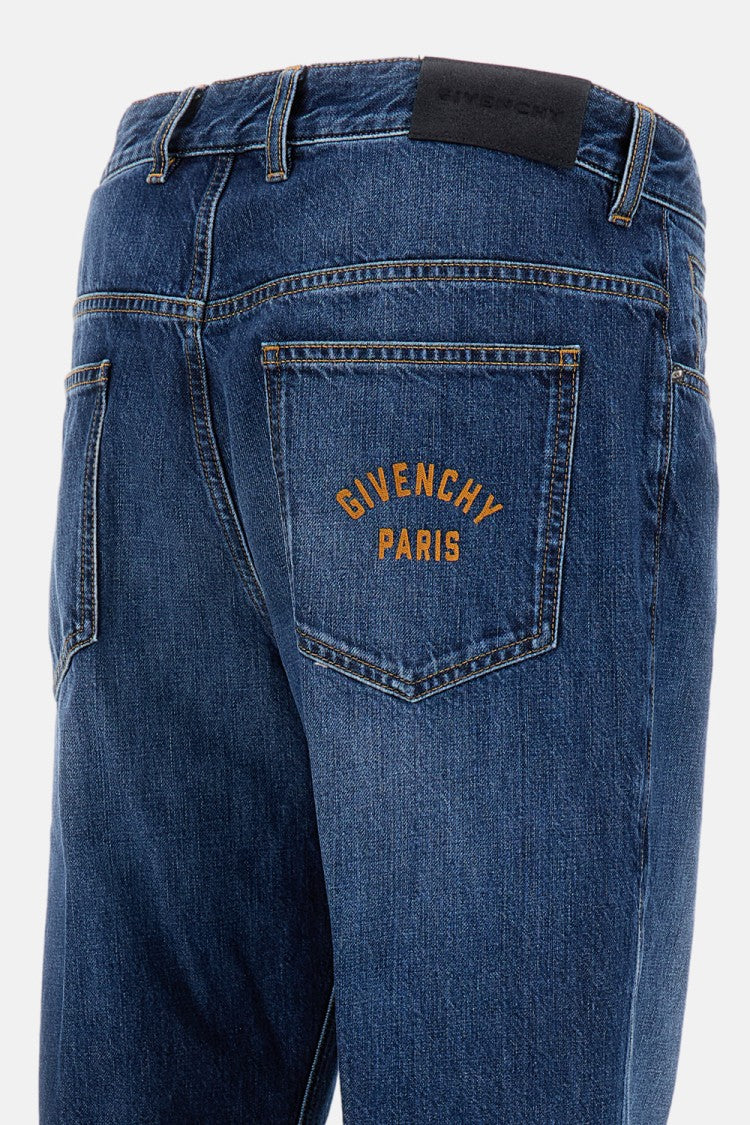 Straight-Leg Denim Jeans With Embroidered Logo