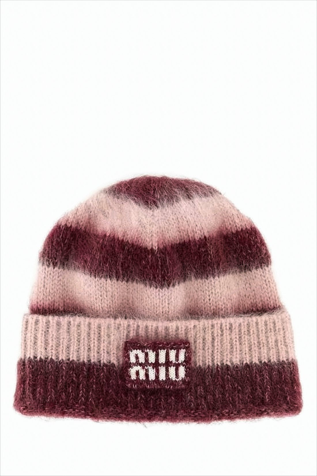 Striped Knitted Beanie With Ribbed Brim