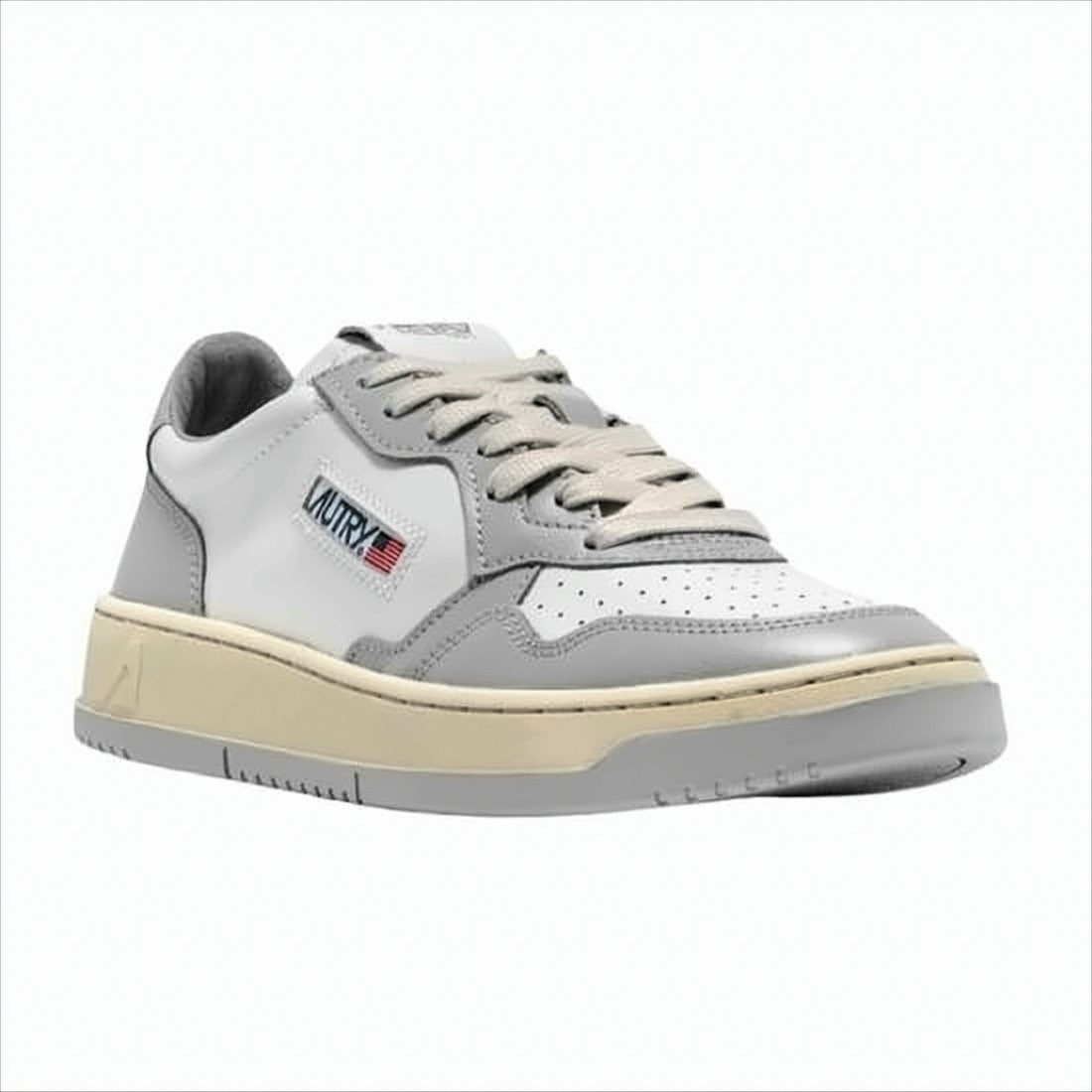 Low-Top Sneakers with Smooth and Perforated Panels