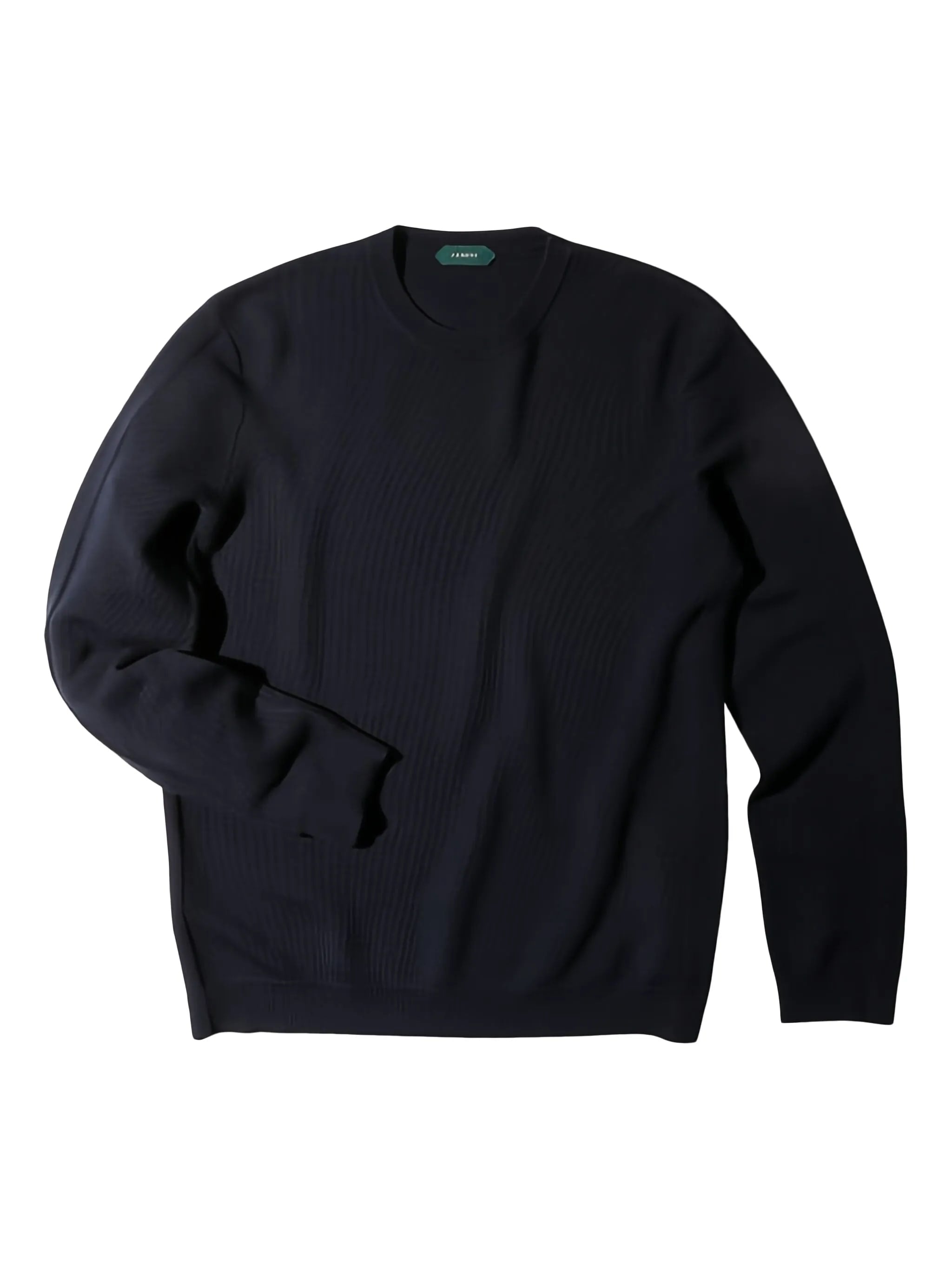 Fine-Knit Long-Sleeved Fabric Pullover Sweater