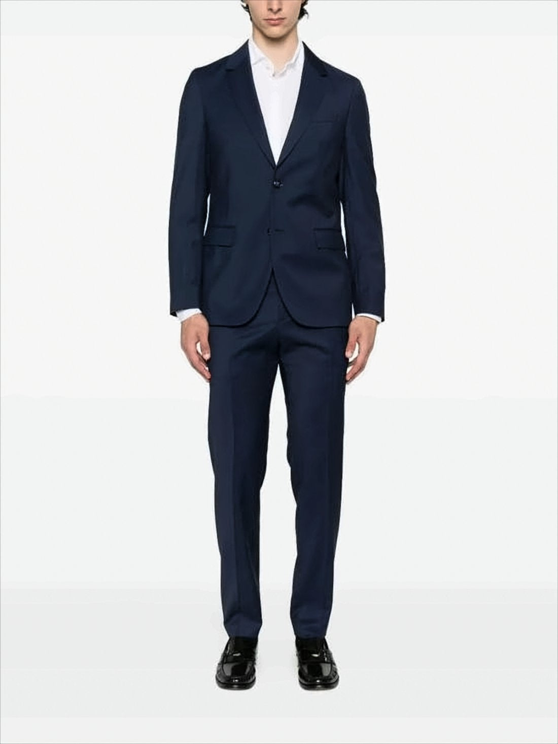 Tailored Blue Suit Jacket with Structured Silhouette