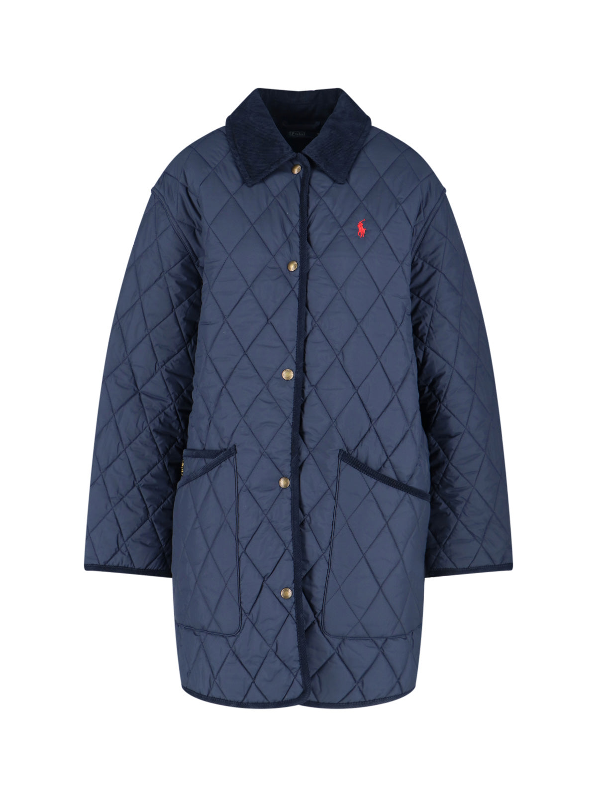 Blue Quilted Velvet Collar Recycled Jacket