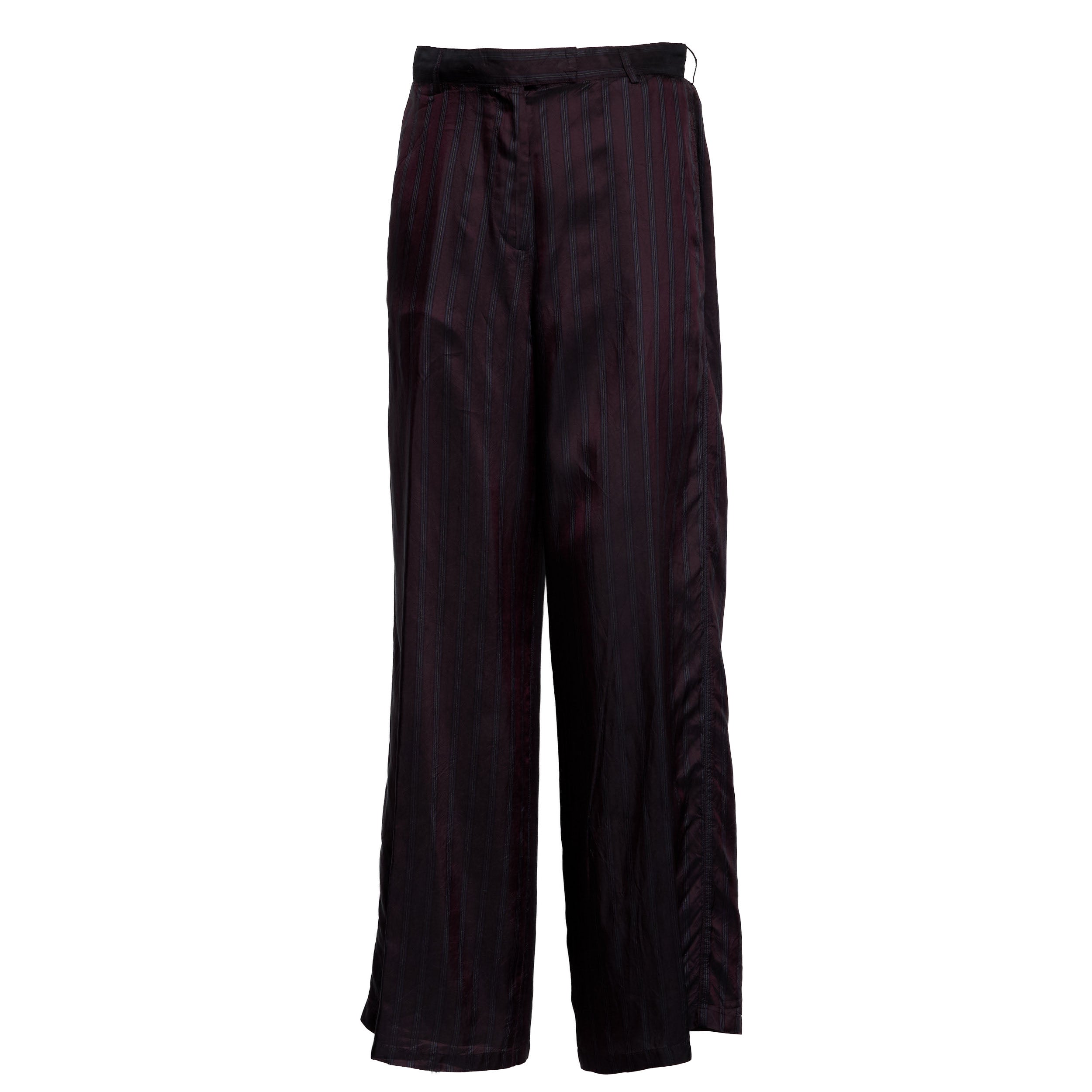 Burgundy Wide-Leg Trousers with High Waist
