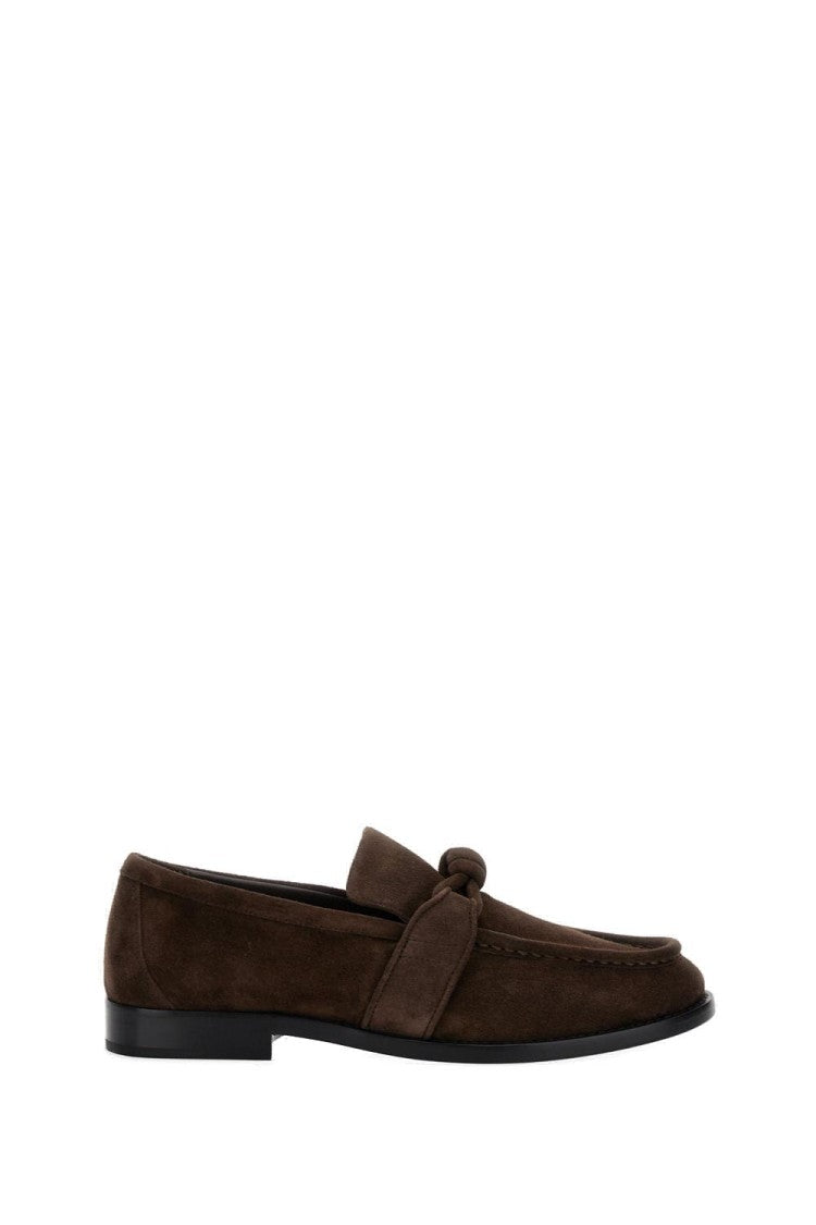 Brown Suede Moccasins With Knot Detail