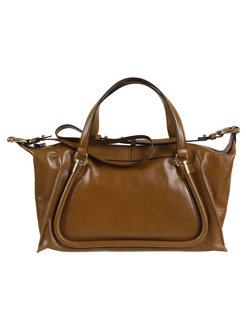 Structured Leather Shoulder Bag With Gold-Tone Hardware