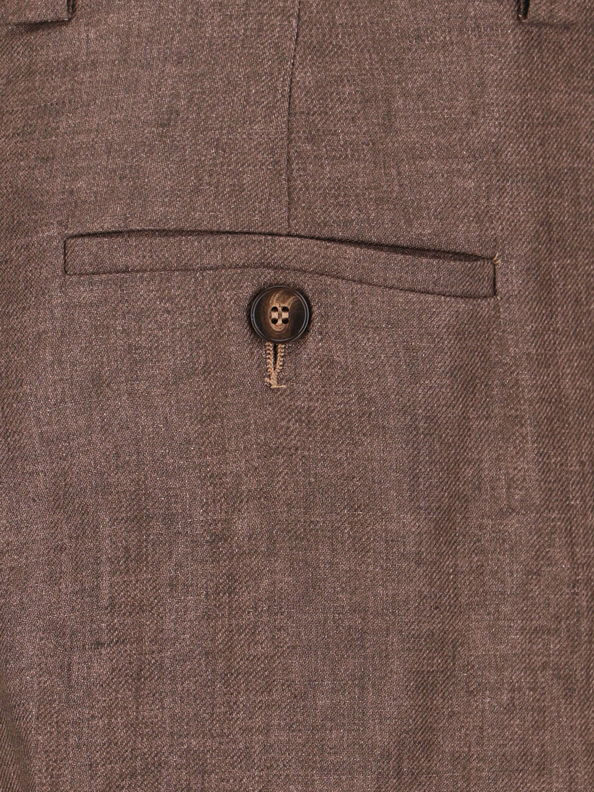Brown Tailored Straight-Leg Linen Trousers
