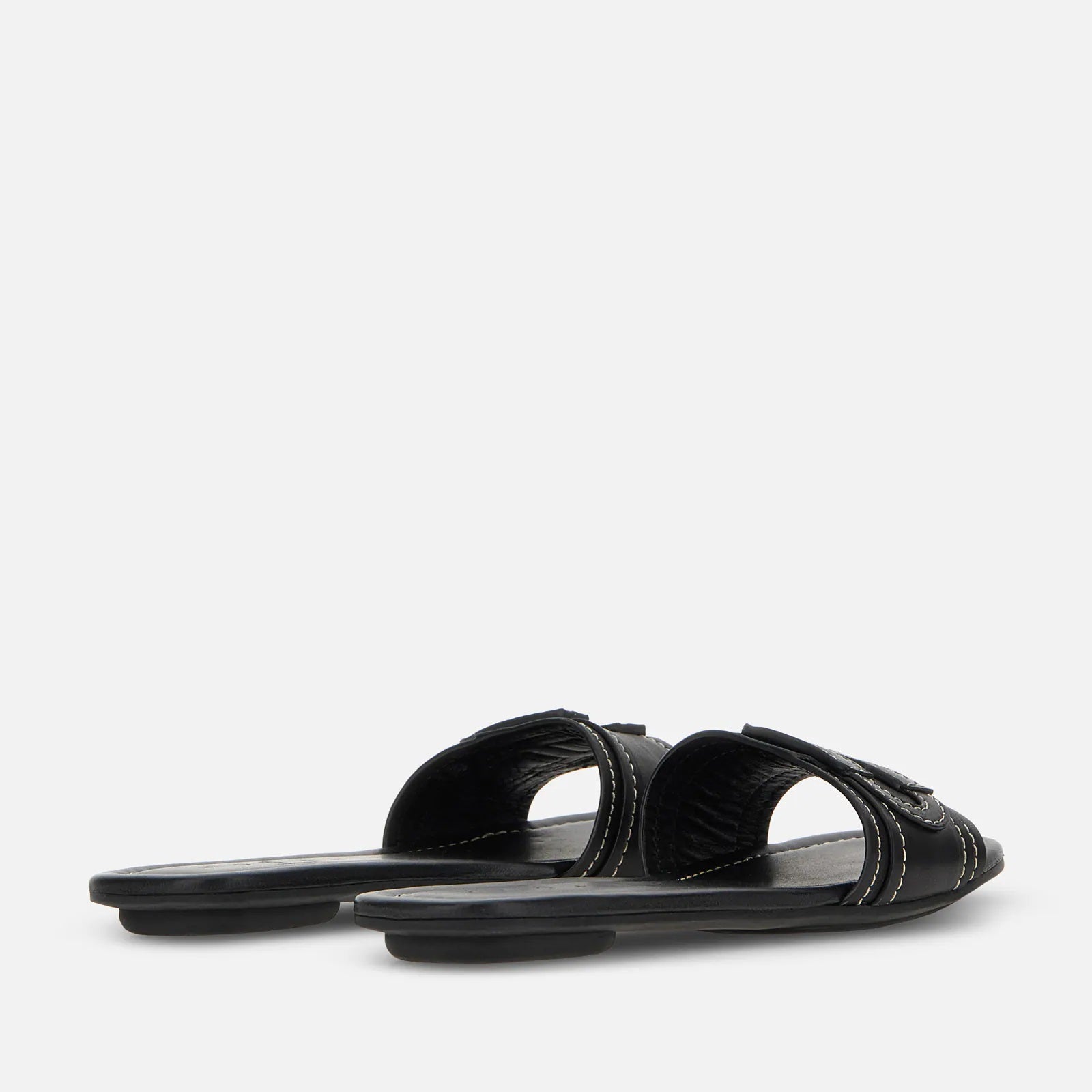 Black H685 Shearling Leather Slides