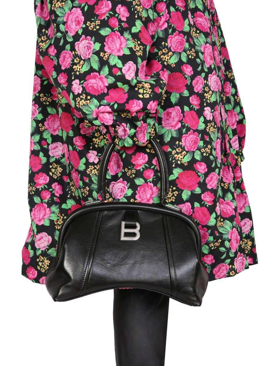 Floral-Pattern Hooded Coat with Drawstring Closure