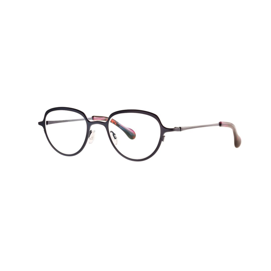 Cesium 353 Dark Night Rounded Metal Frame Eyeglasses with Subtle Cat-Eye Influence
