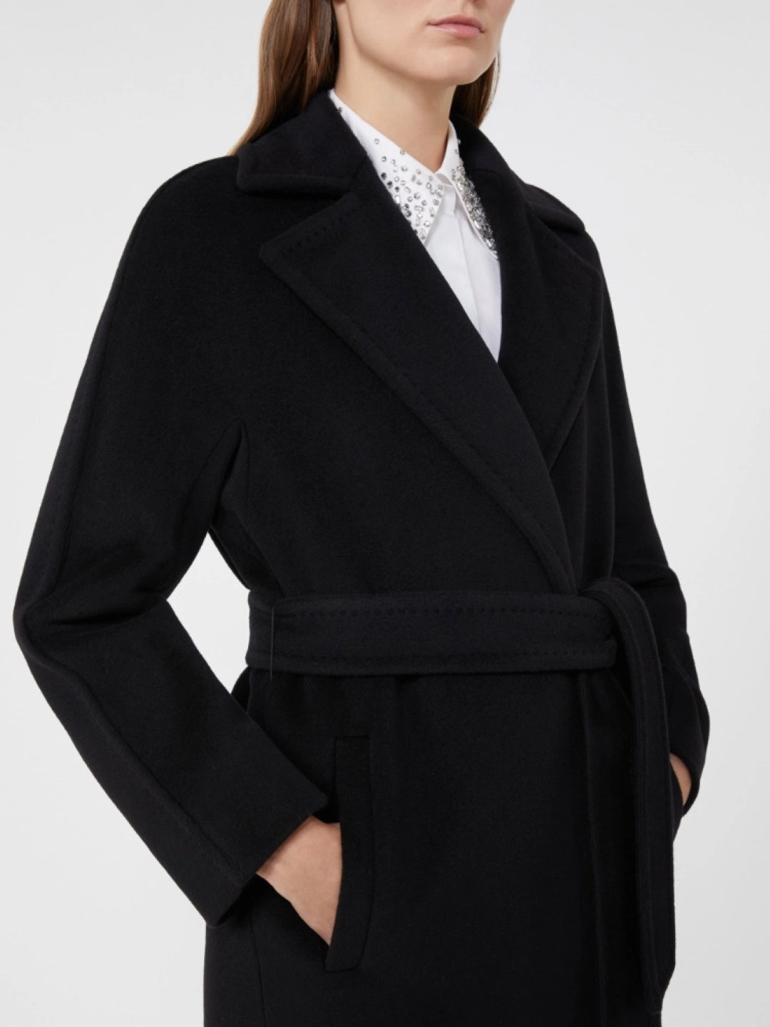 Classic Tailored Black Virgin Wool Coat