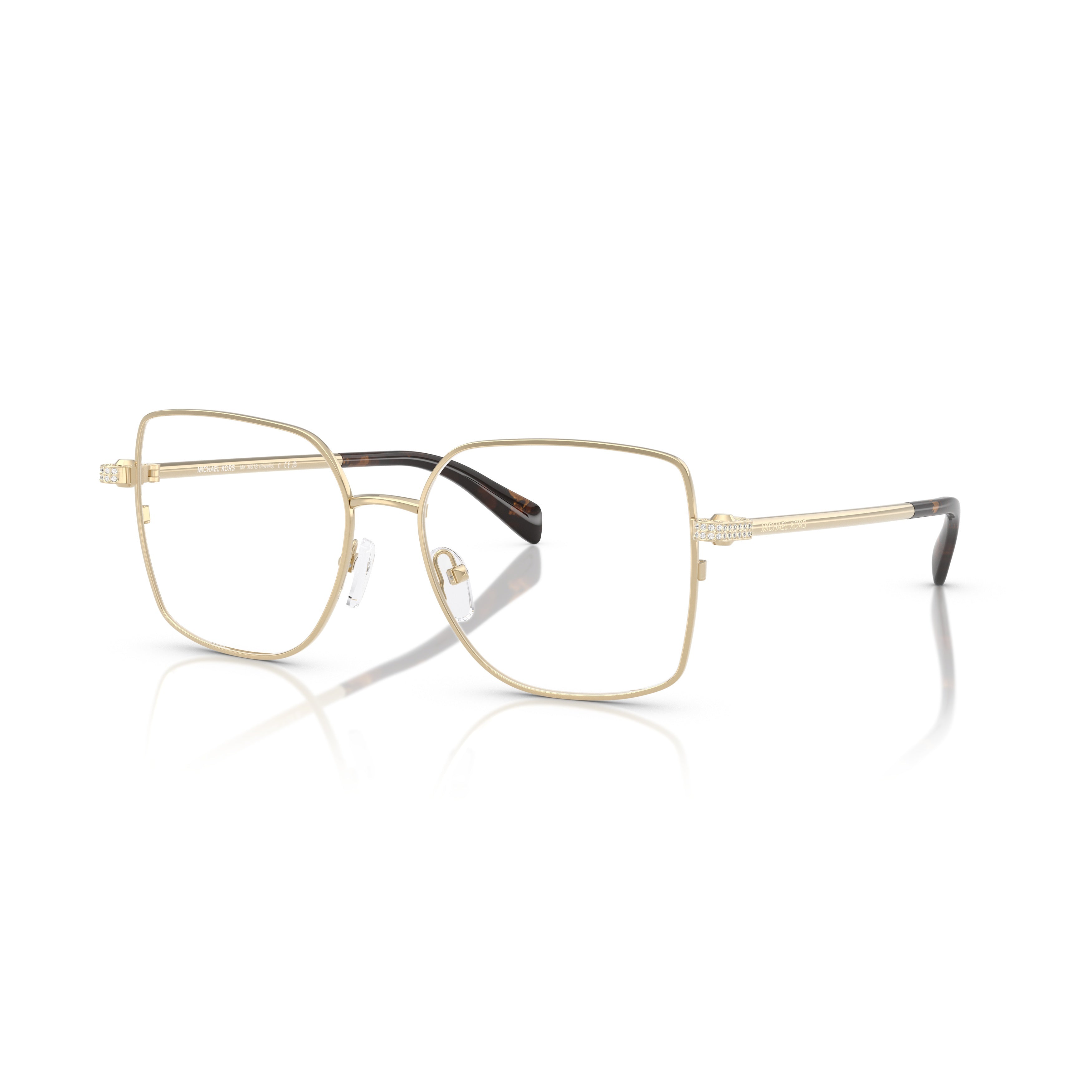 0mk3091b Square Metal Gold Finish Eyeglasses with Tortoiseshell Tips