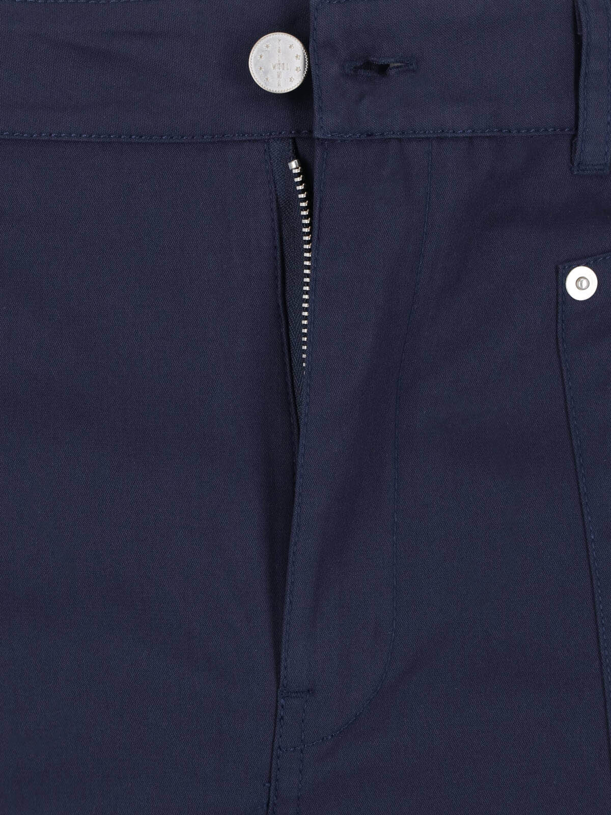 Blue Cropped Wide-Leg Rivet Trousers
