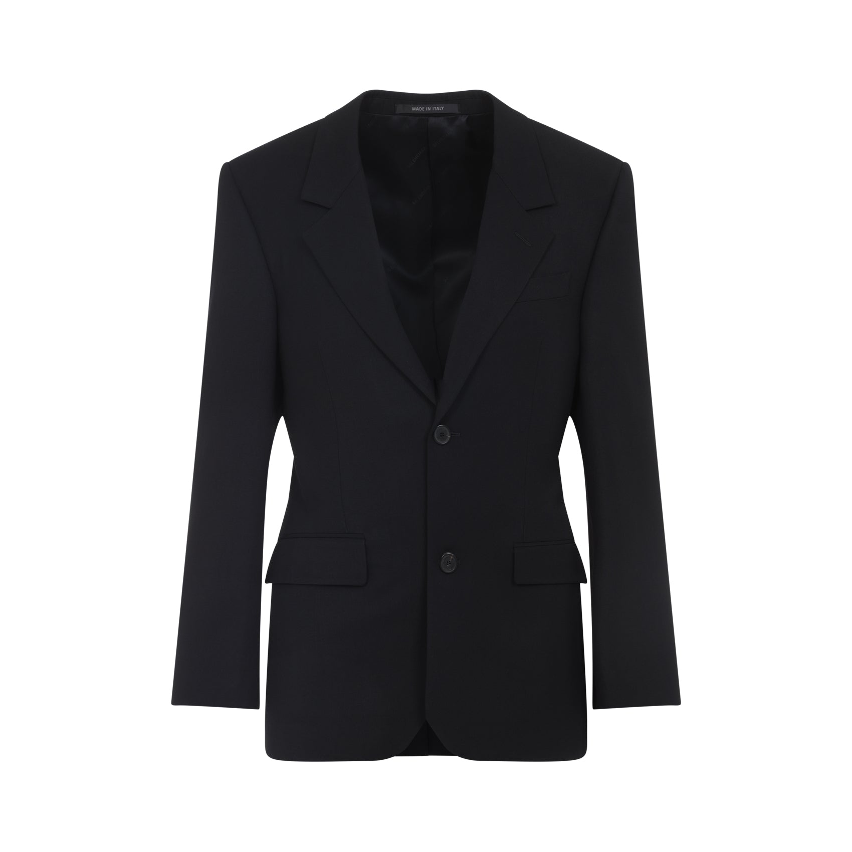 Tailored Black Cotton Jacket With Notched Lapels