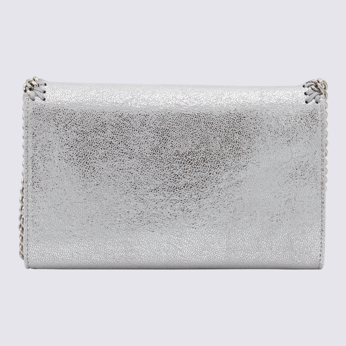 Silver Faux Leather Falabella Mini Crossbody Bag
