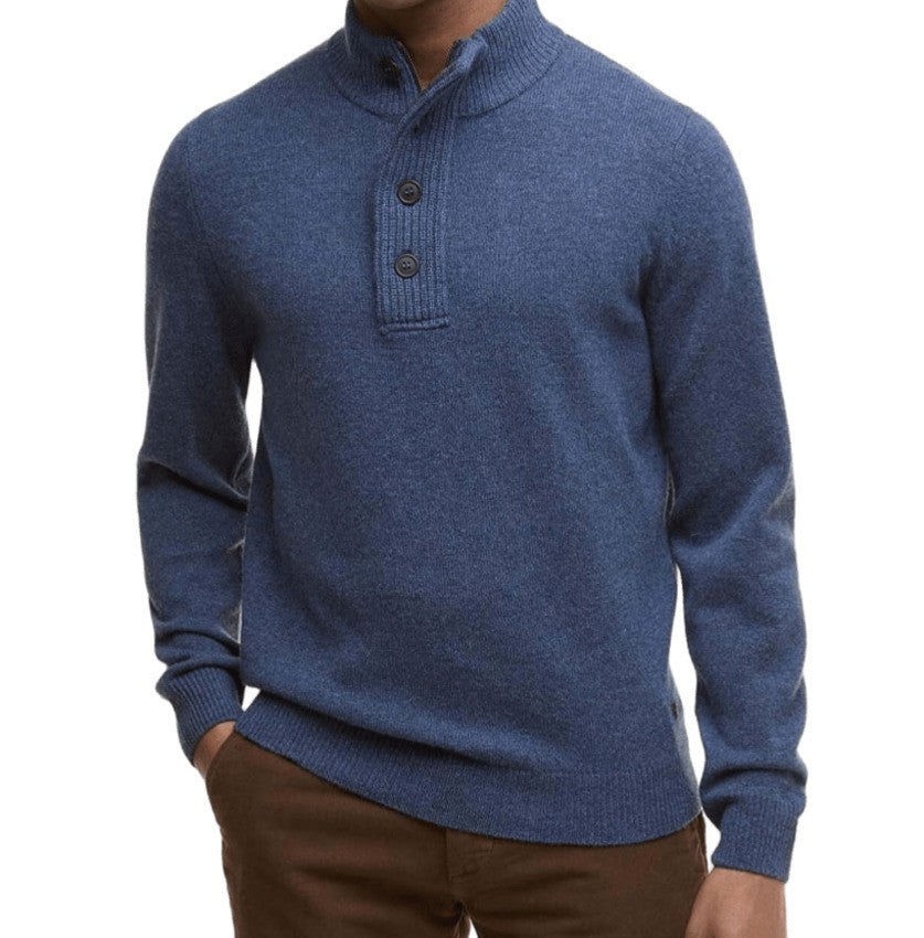 Ribbed Funnel Neck Wool Sweater