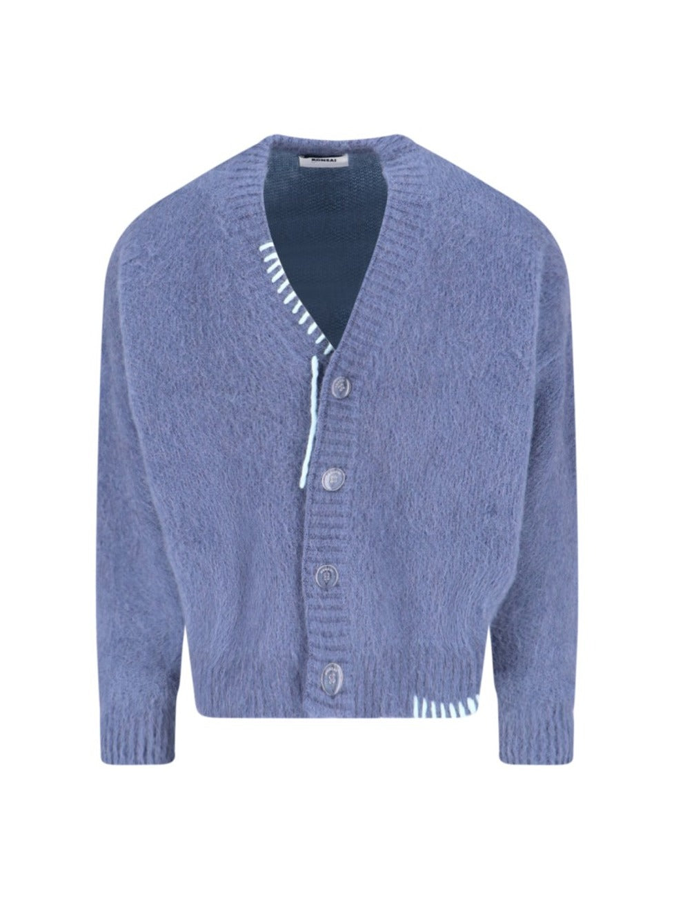 Mohair-Blend Cardigan – Blue With Embroidery