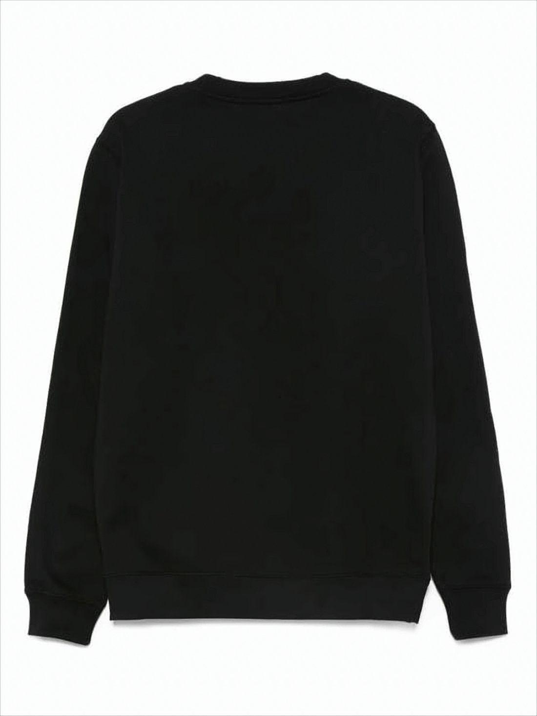 Black Long-Sleeve Graphic Sweatshirt with Ribbed Details