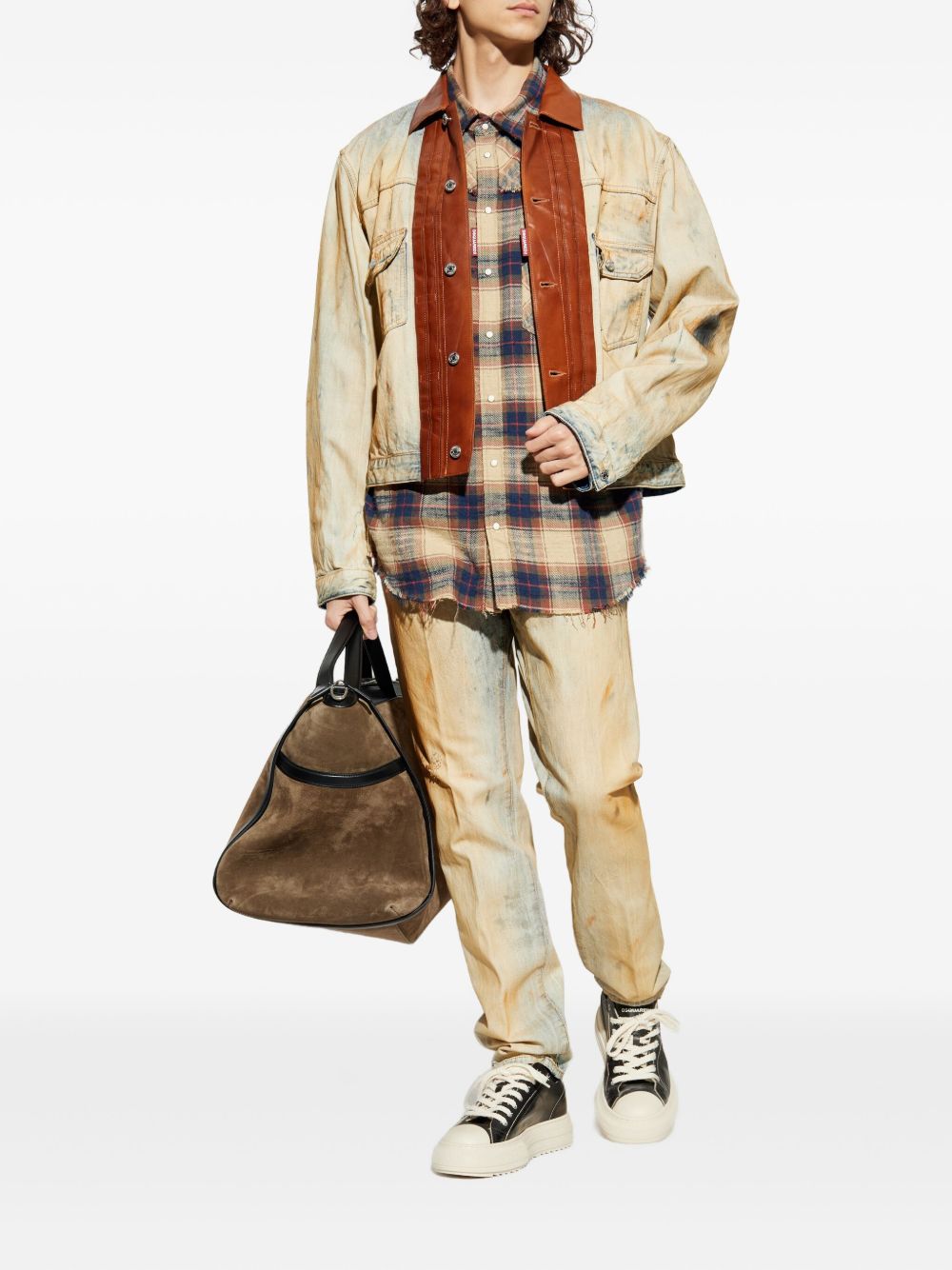 Beige Plaid Casual Shirt