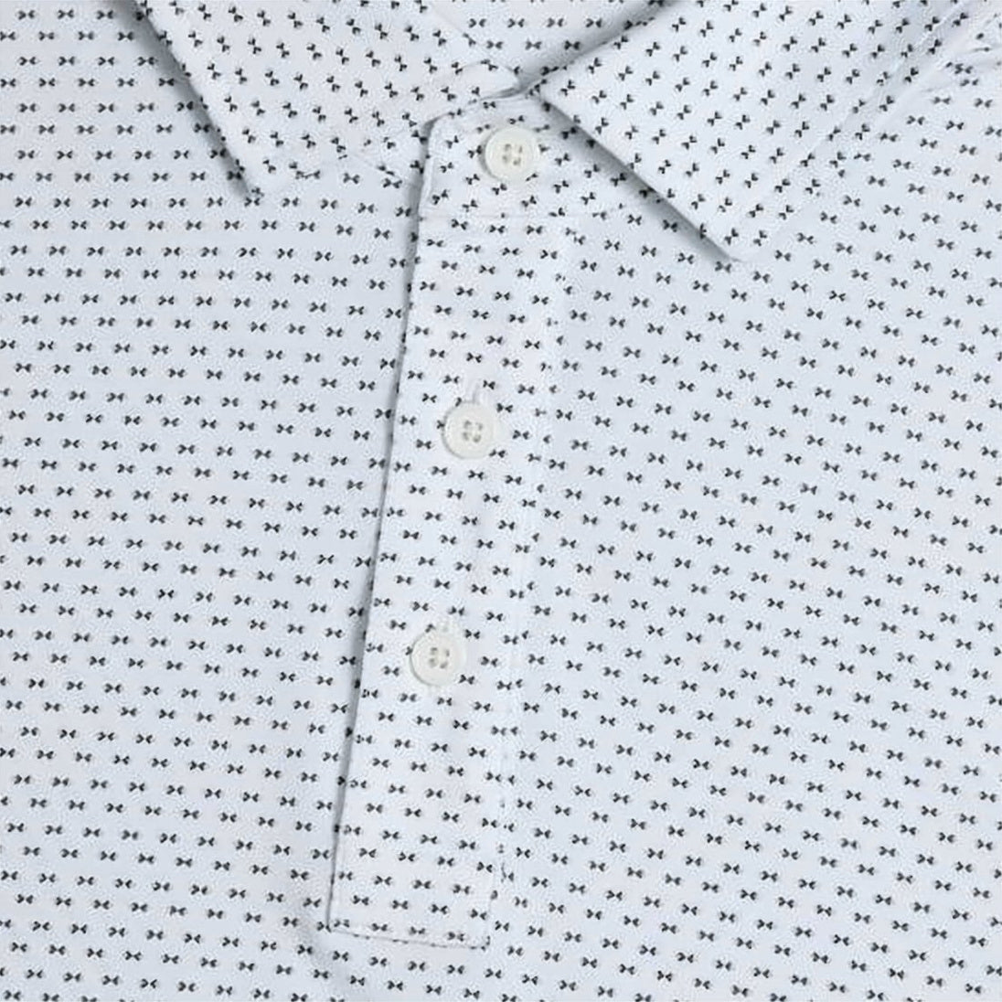 White Short-Sleeve Repeating Small Pattern Polo