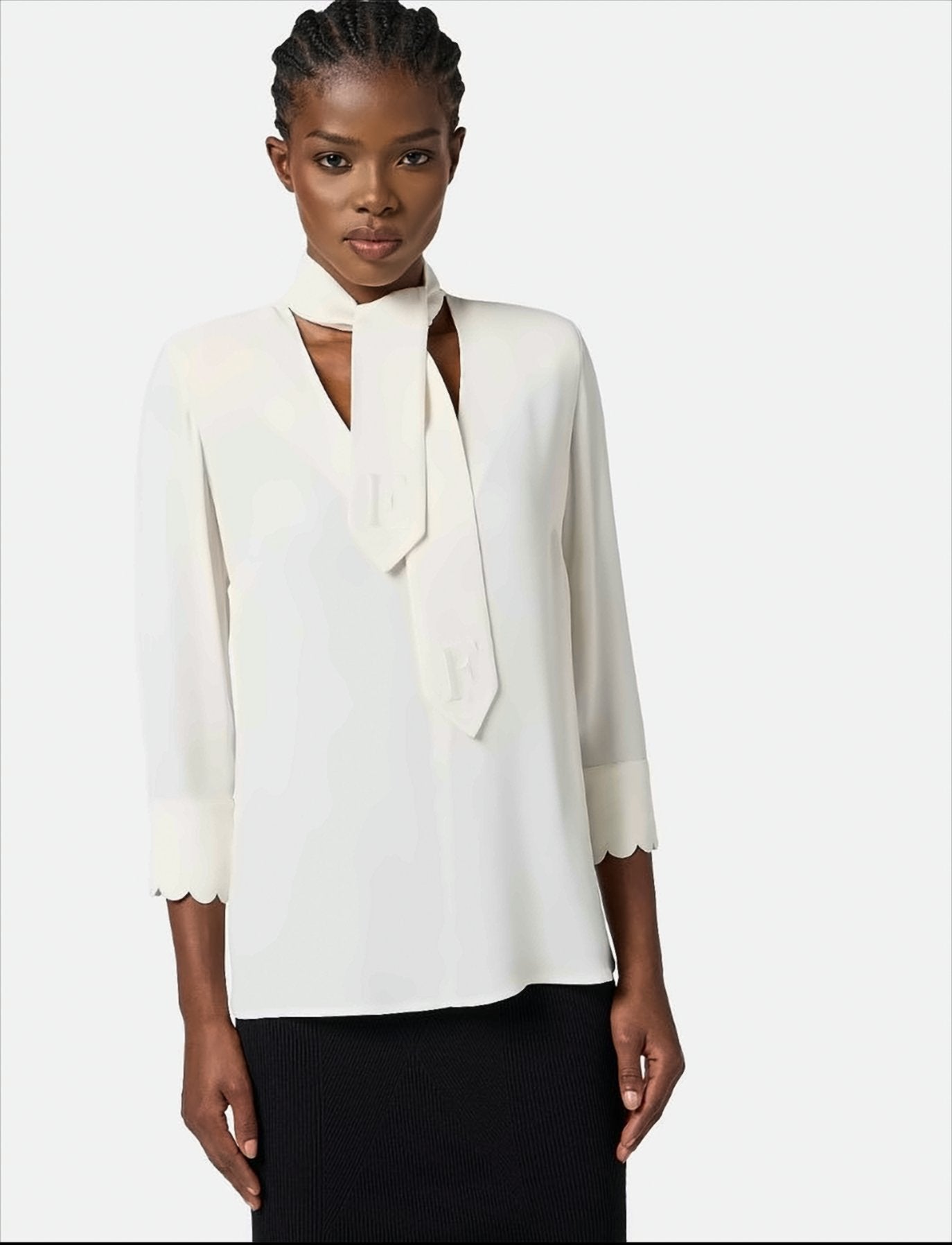 Georgette Shirt With Embroidered Sash