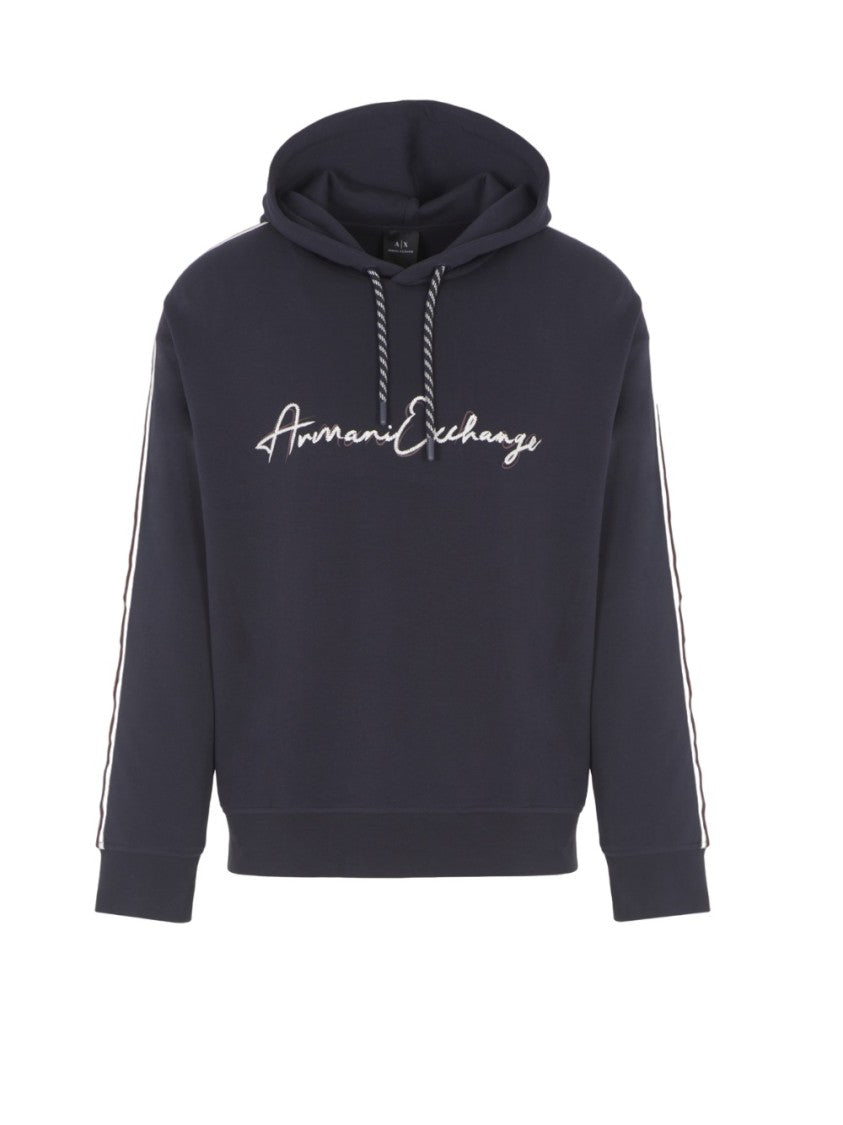 Blue Hoodie With Contrasting Stripes