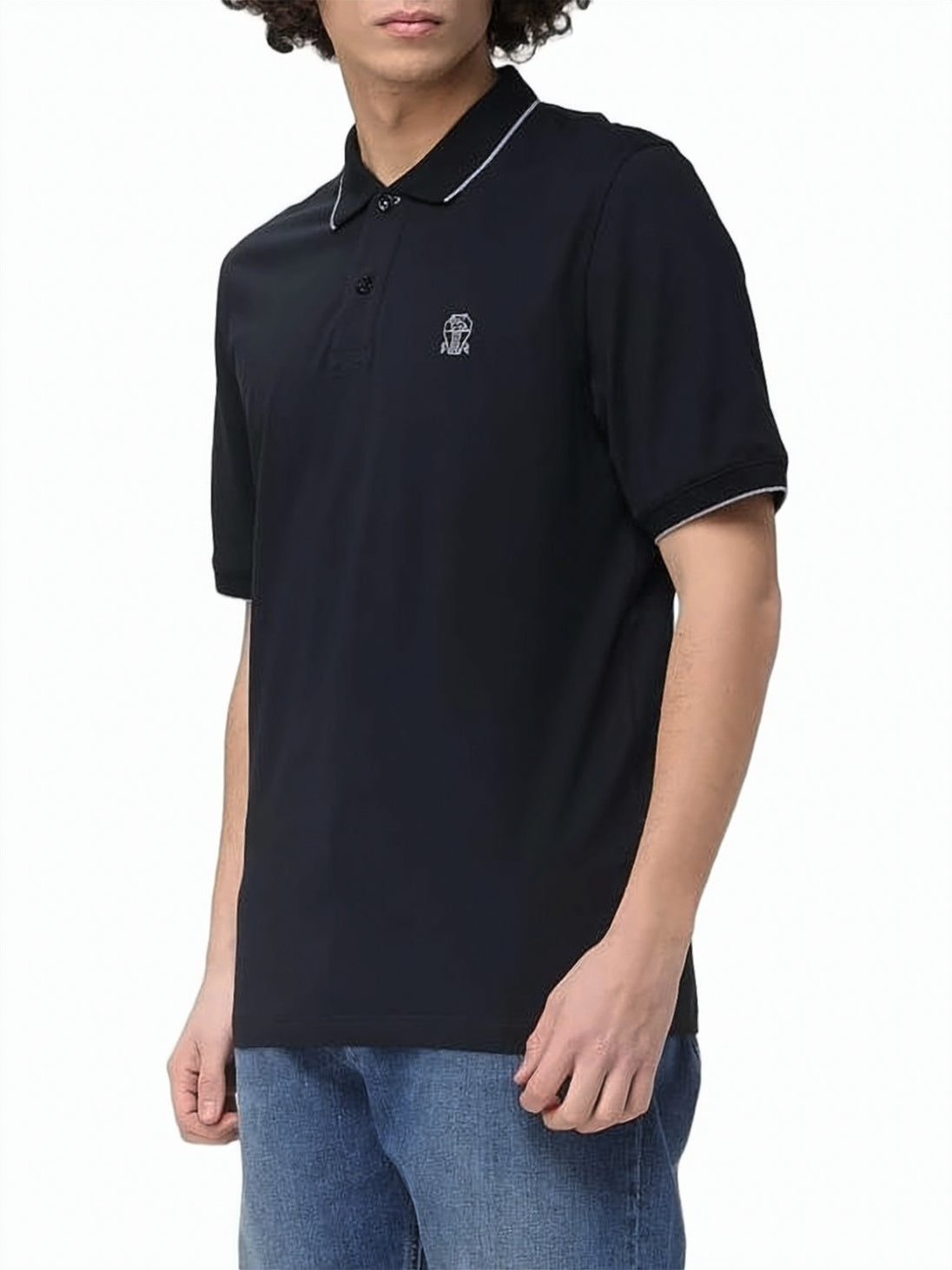 Short-Sleeve Polo Shirt with Contrast Piping
