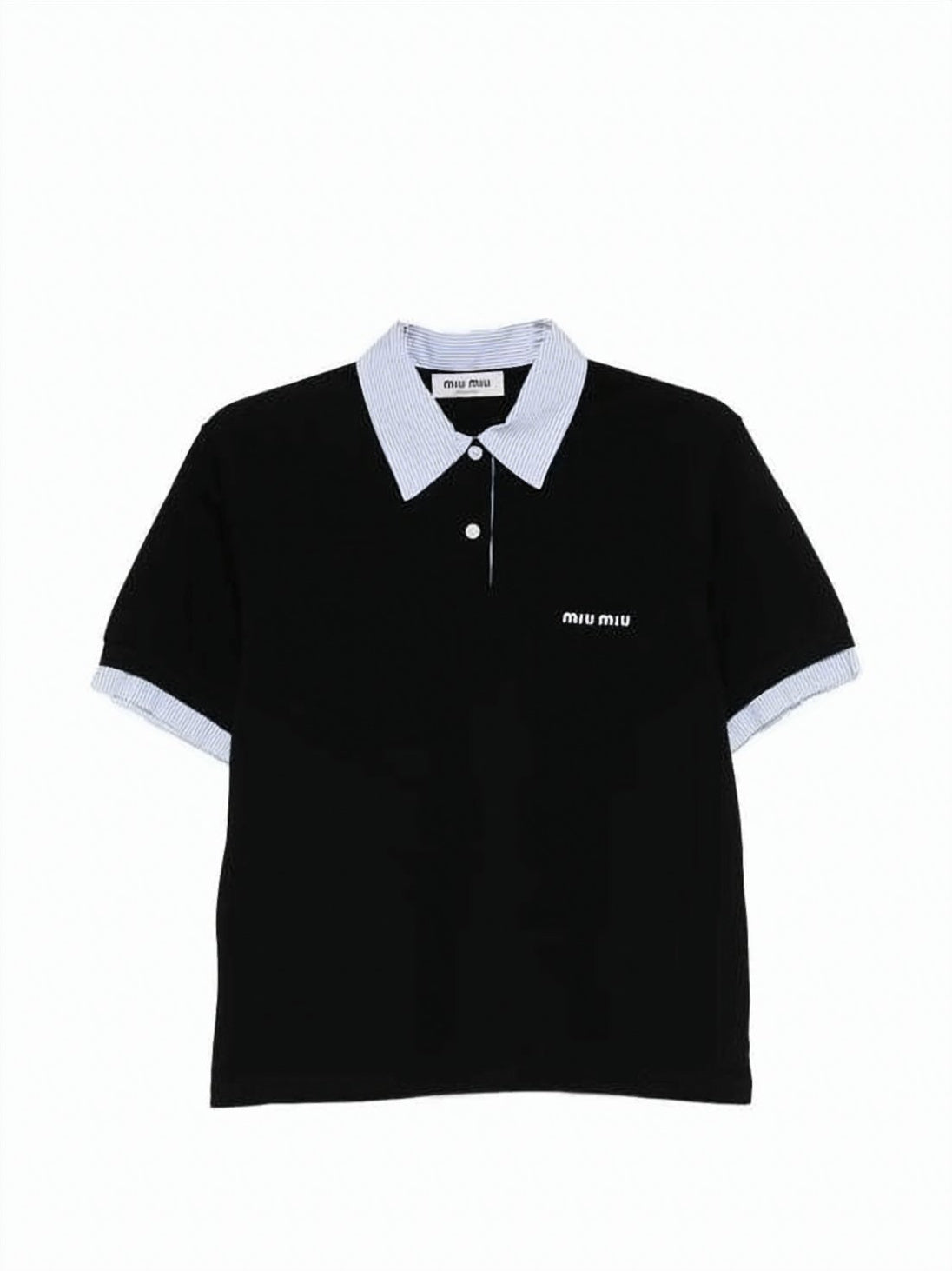 Cropped Polo Shirt With Striped Collar