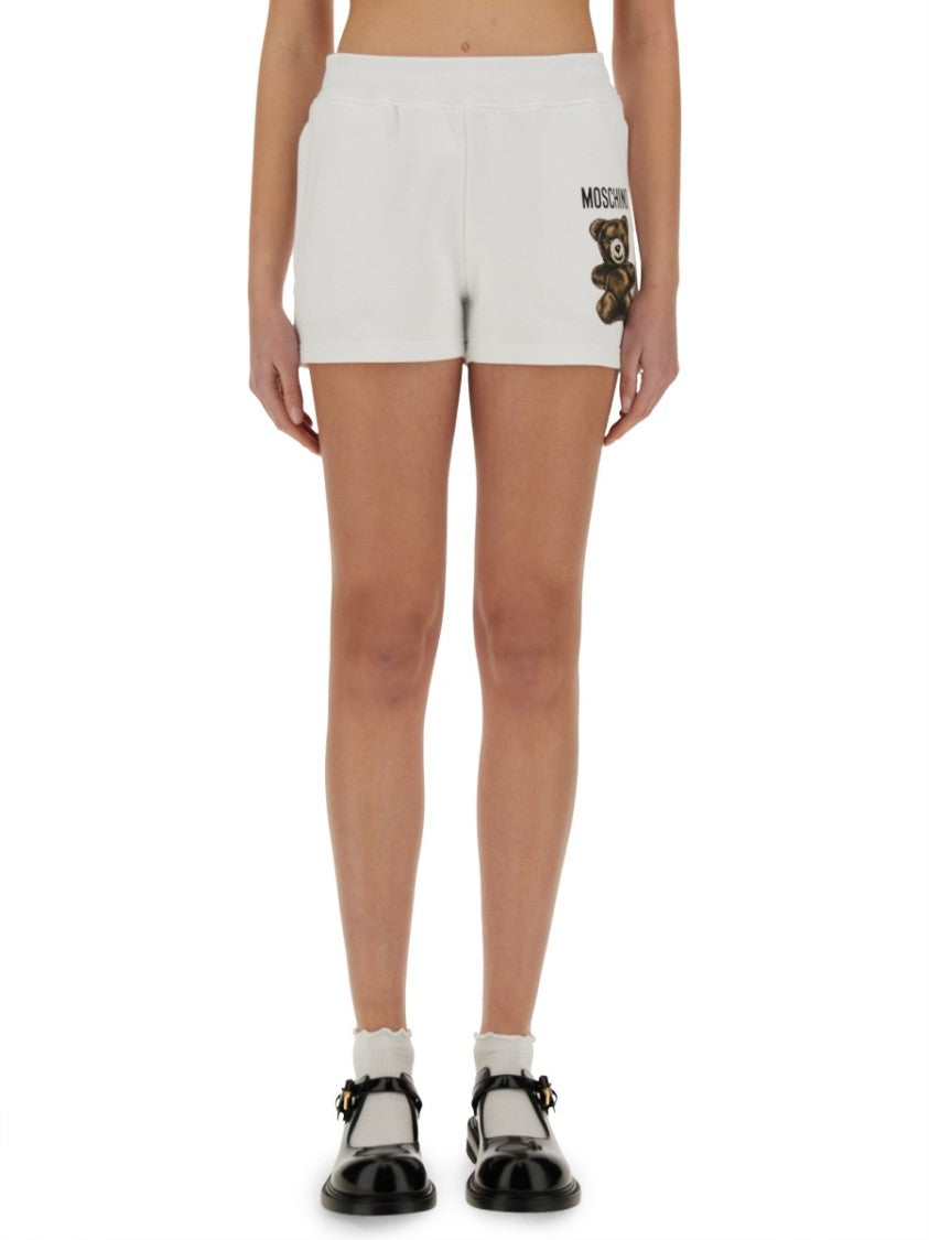 Fitted Teddy Bear Graphic Shorts