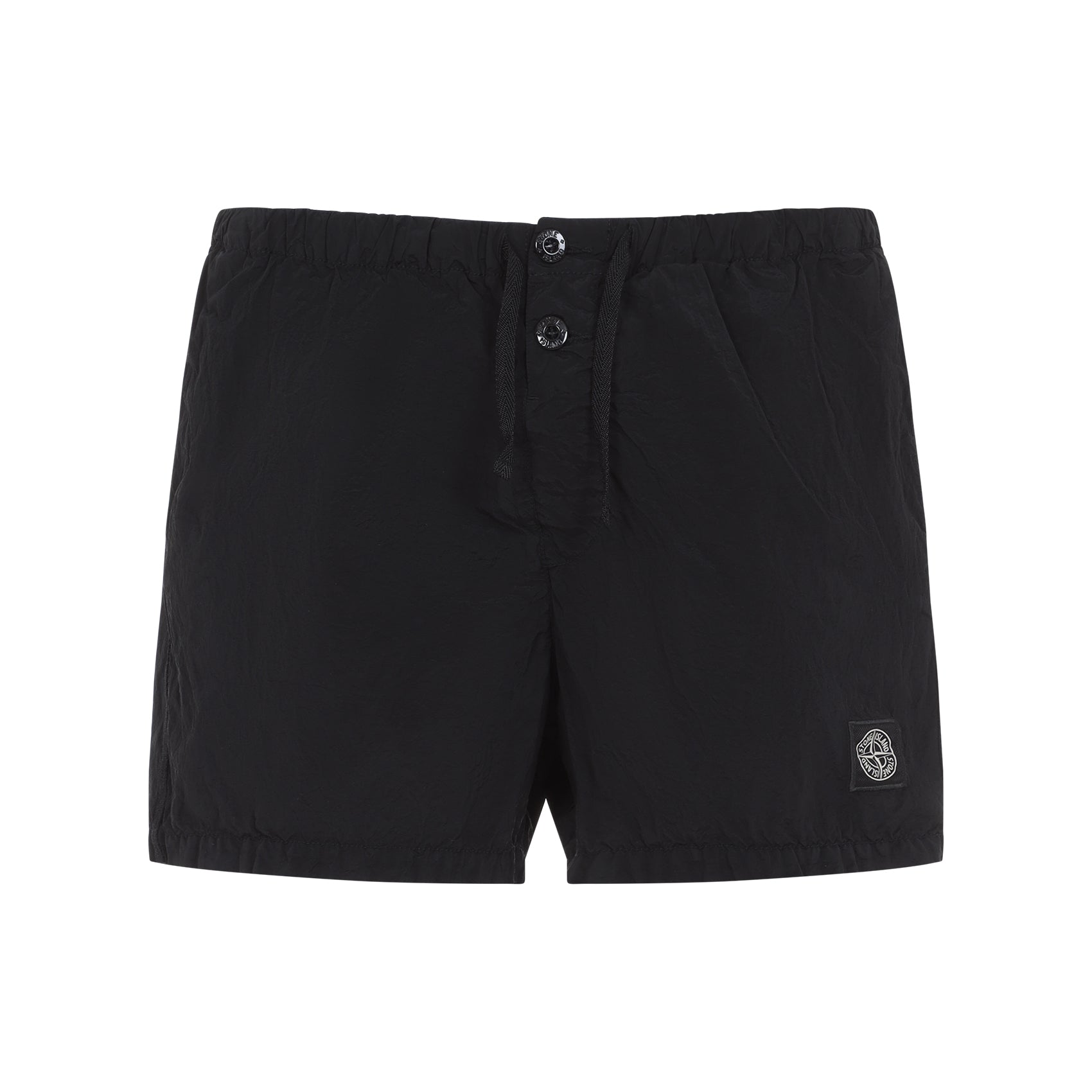 Black Polyamide Shorts With Drawstring Waist