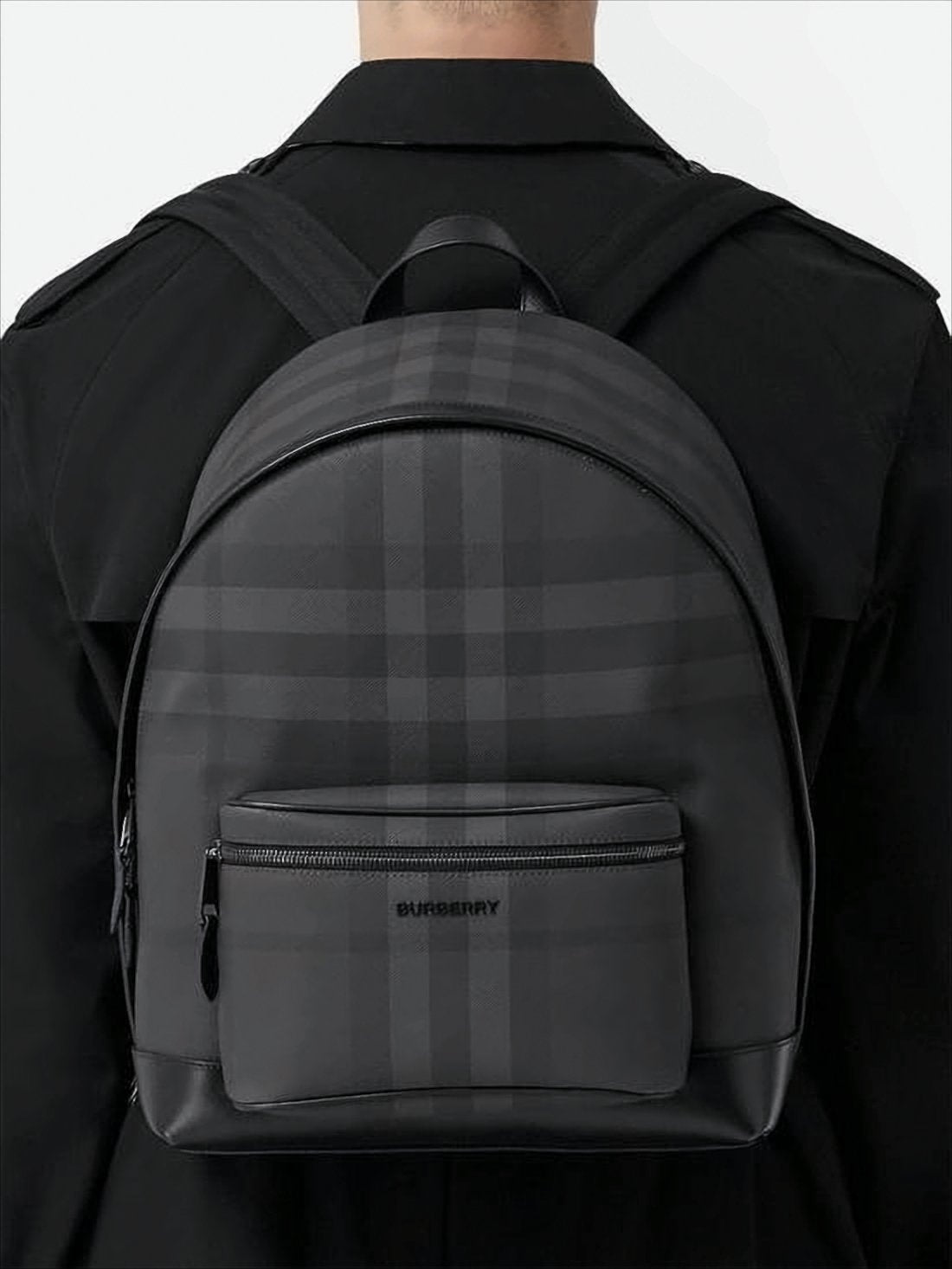 Black Checkered Design Burberry Backpack