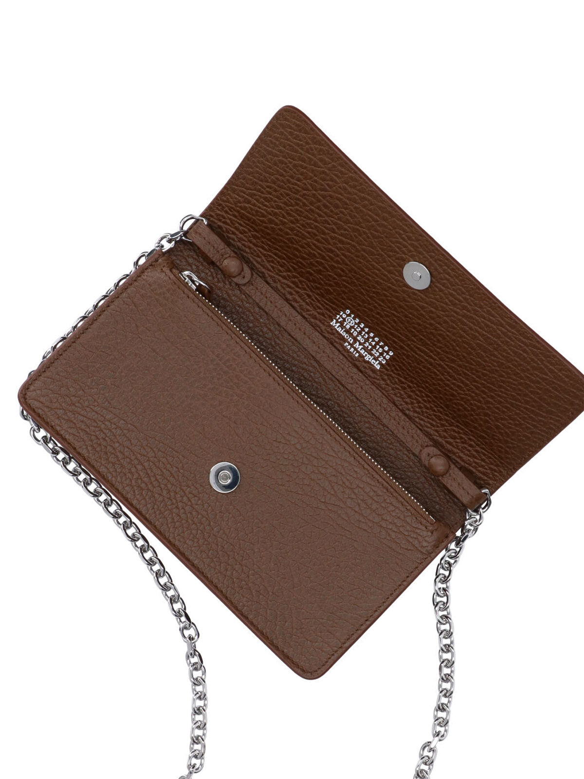 Brown Four Stitches Chain Strap Wallet