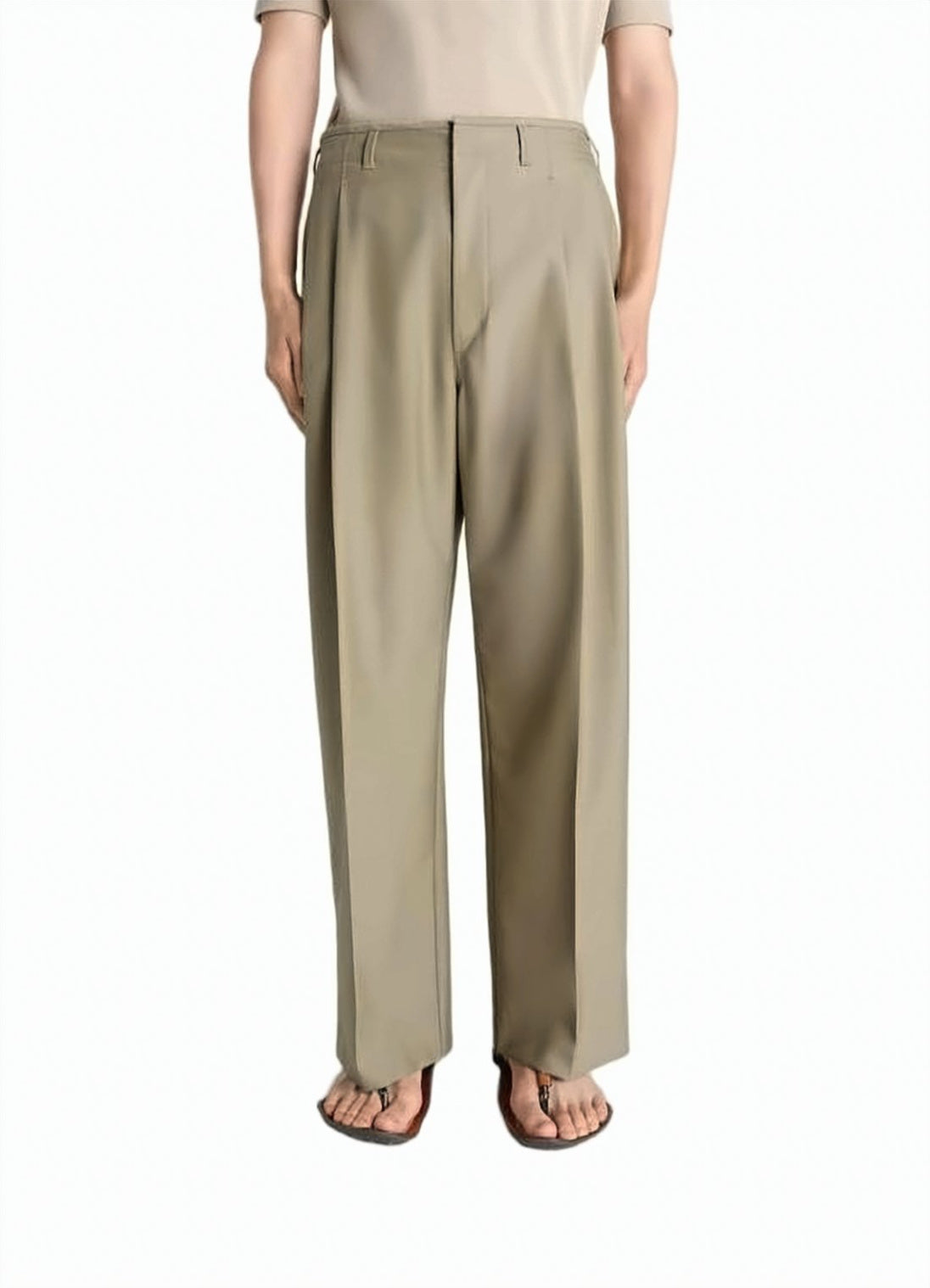 Wide-Leg Pants With High Waist And Front Pleats
