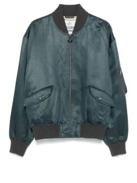 Bomber Jacket with Textured Ribbed Accents