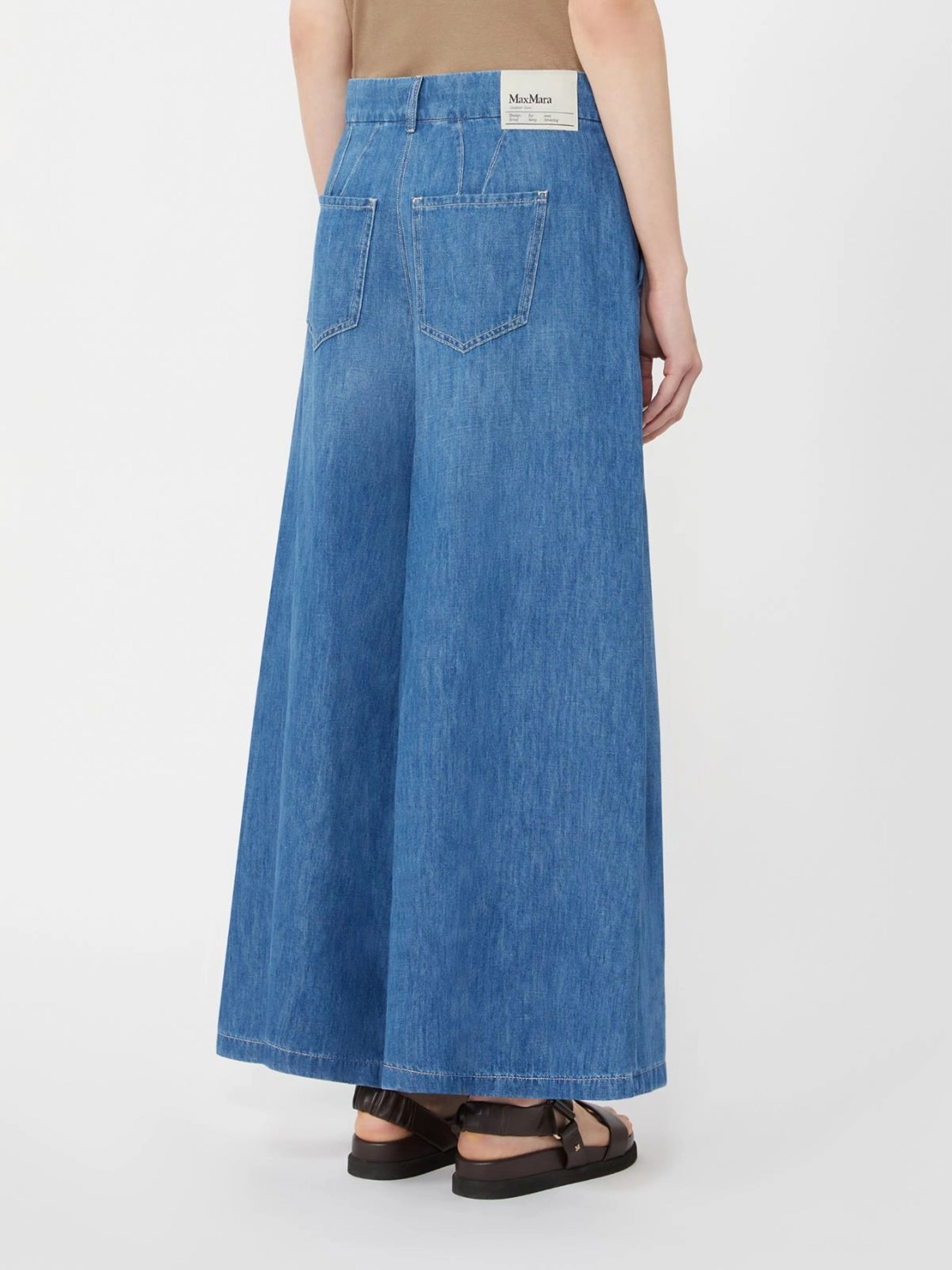 Blue Smmnastr Wide-Leg High Denim Culottes