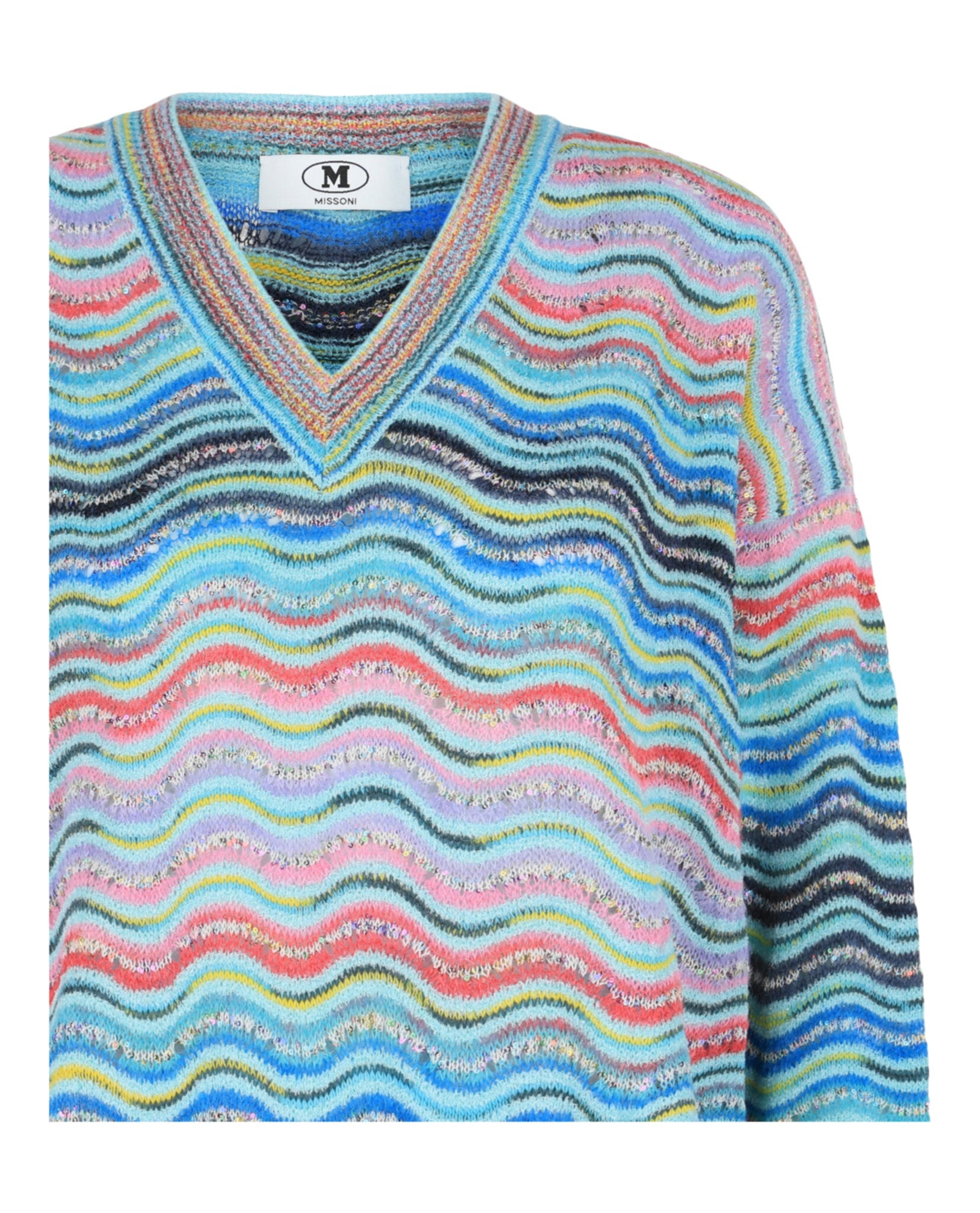 Wave-Pattern Knit Sweater