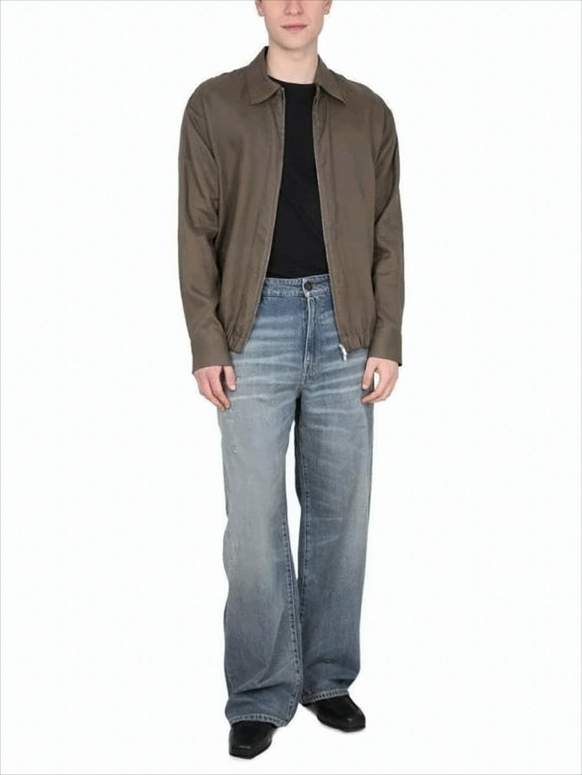 Brown Linen Jacket with Front Zipper