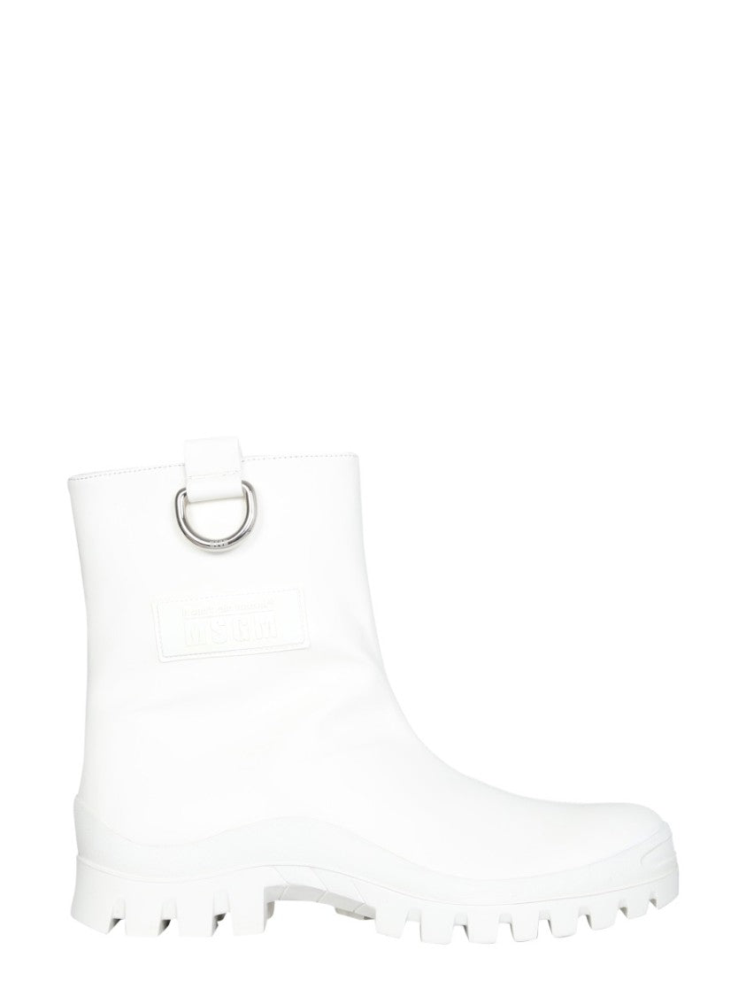 Mid-Calf White Rain Boots