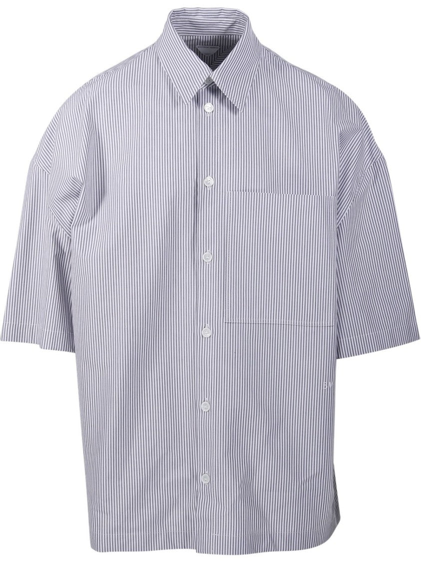 Striped Overshirt With "Bv" Embroidery