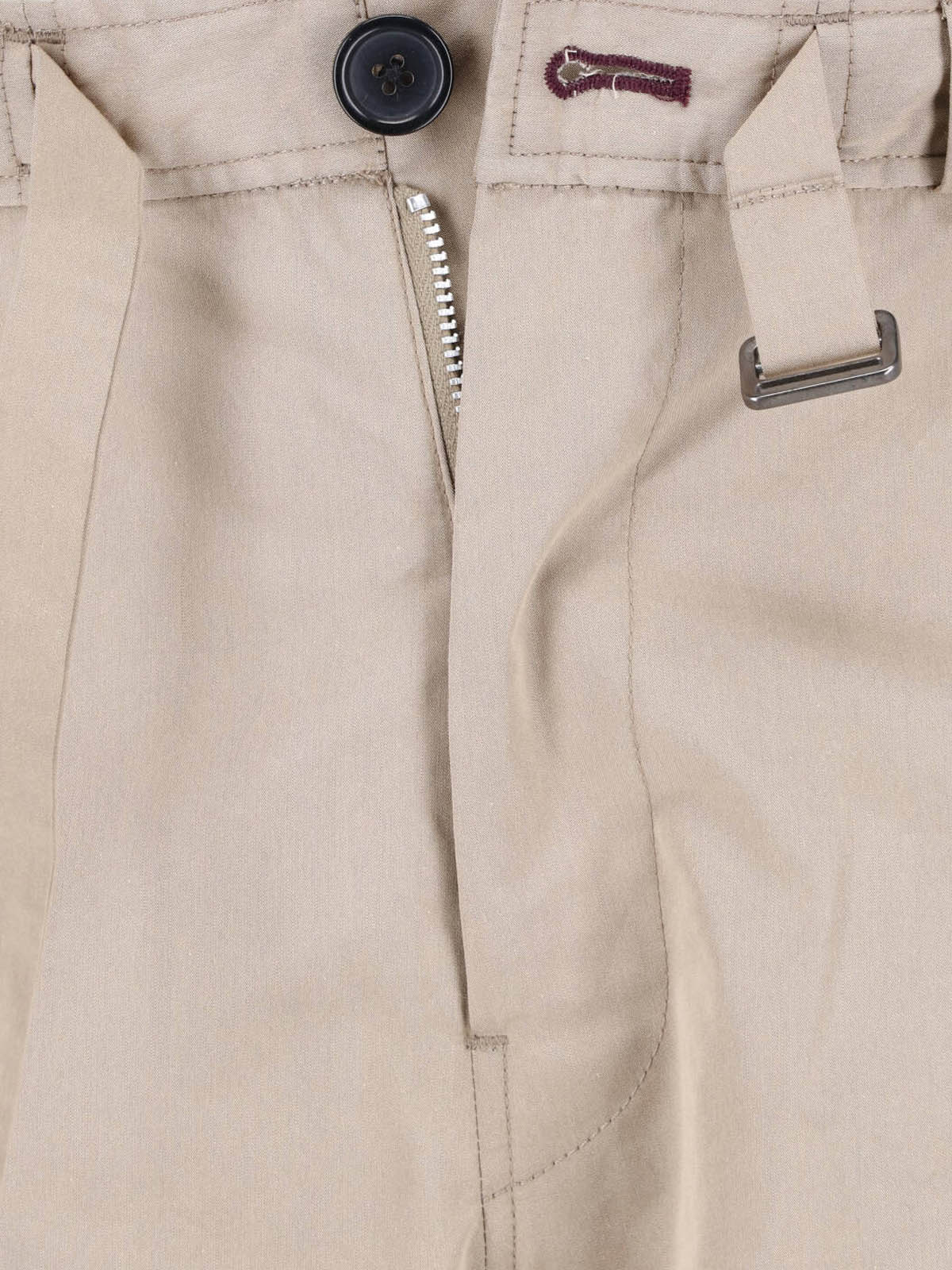 Beige Mid-Rise Cotton Cargo Pants