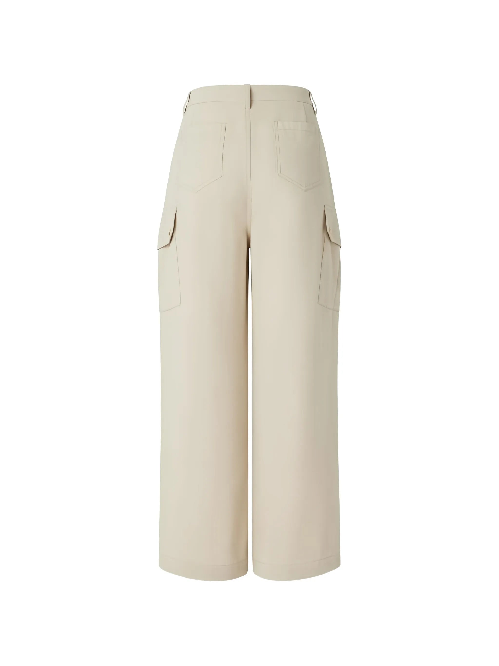Neutral Rosalin Wide-Leg Cropped Tapered Pants