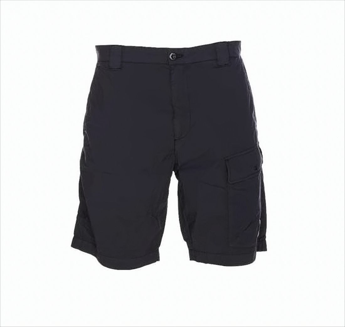 Tailored Fit Black Shorts with Unique Lens Detail