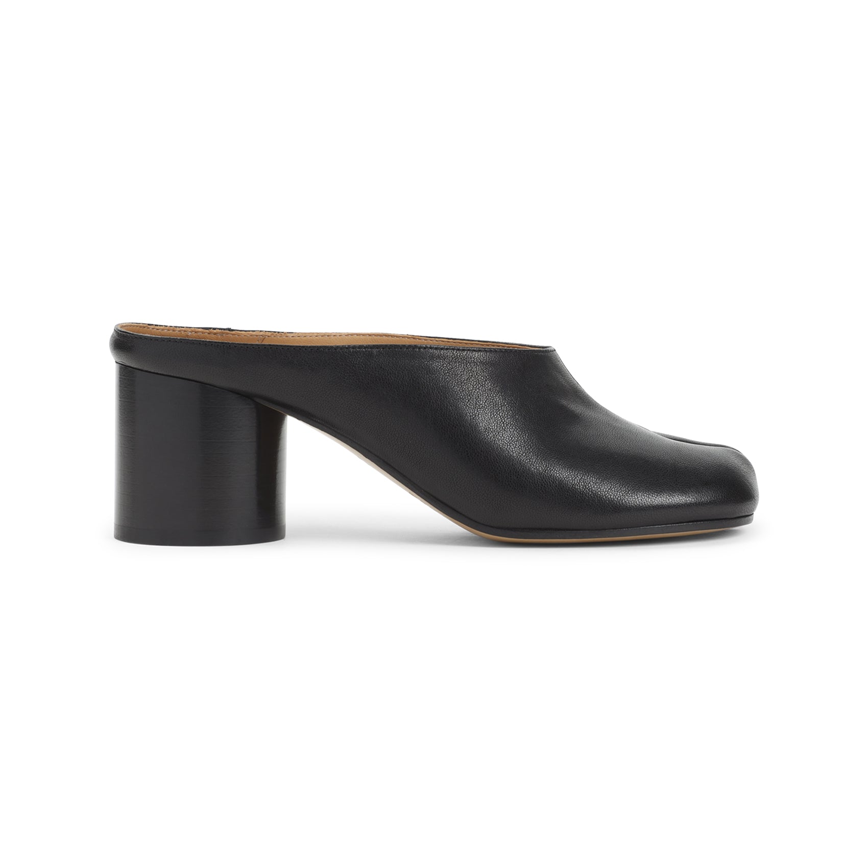 Split-Toe Black Leather Mules
