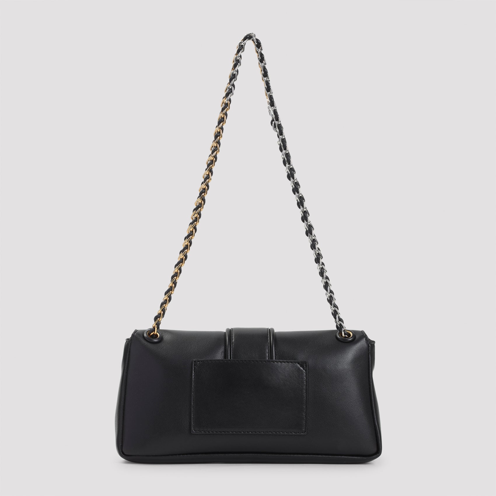 Rectangular Black Lamb Leather Handbag