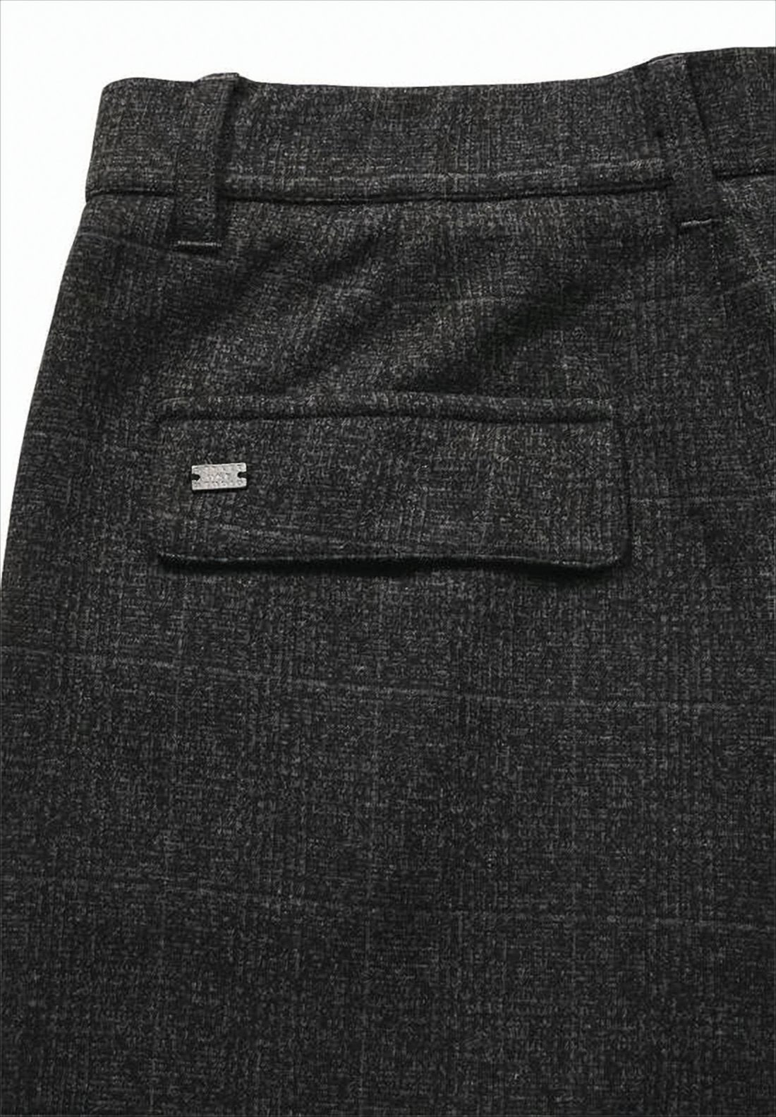 Tailored Straight Pants with Checkered Pattern