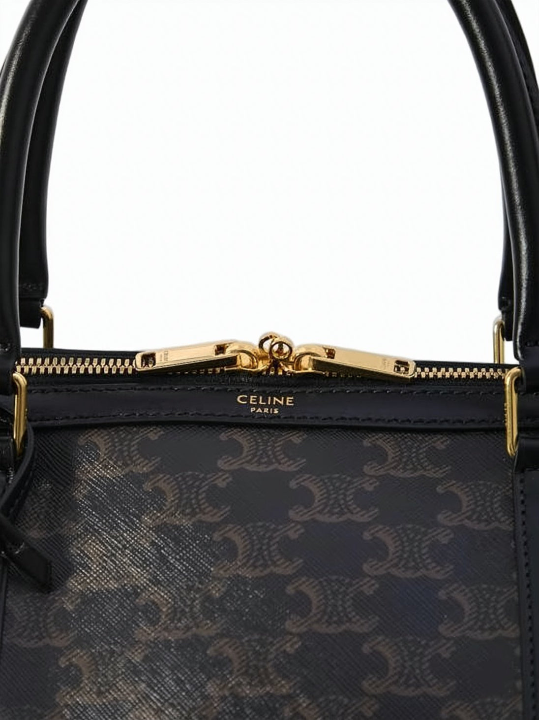 Black Calf Leather and Canvas Shoulder Bag
