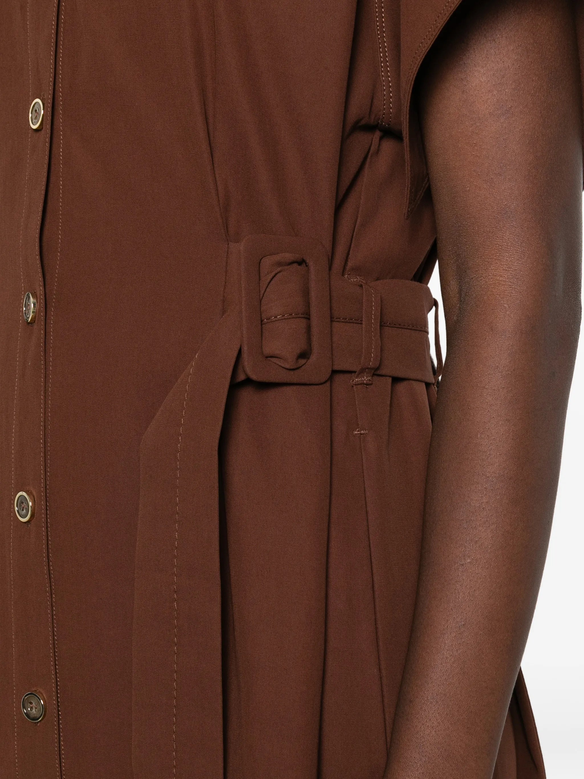 Alesha Midi Wide-Sleeve Fabric Dress