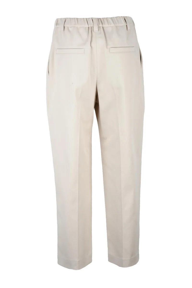 Cropped White Trousers with Tailored Fit